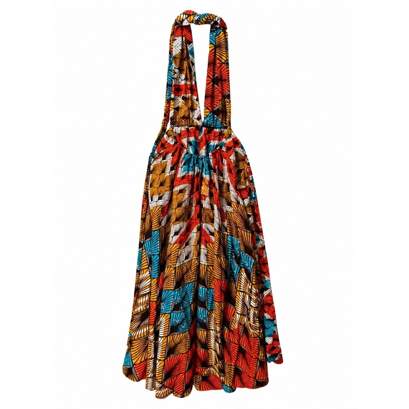 Afrodesiac wold Wide Tropical Halter Maxi Dress Multiple Wear Elastic Band Waist