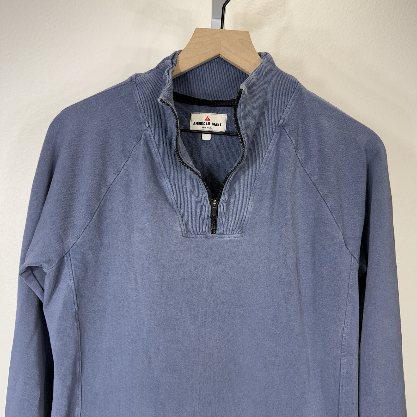 American Giant Dress Women L Blue Long 1/4 Zip Long Sleeve Sweatshirt Moto Tunic