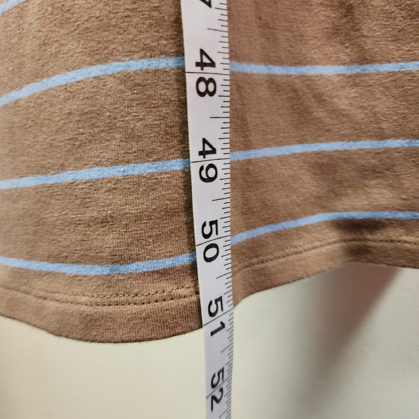 Mod Ref Maxi Cotton tshirt Dress M Brown blue Stripes 1/2 Slv Casual Minimalist