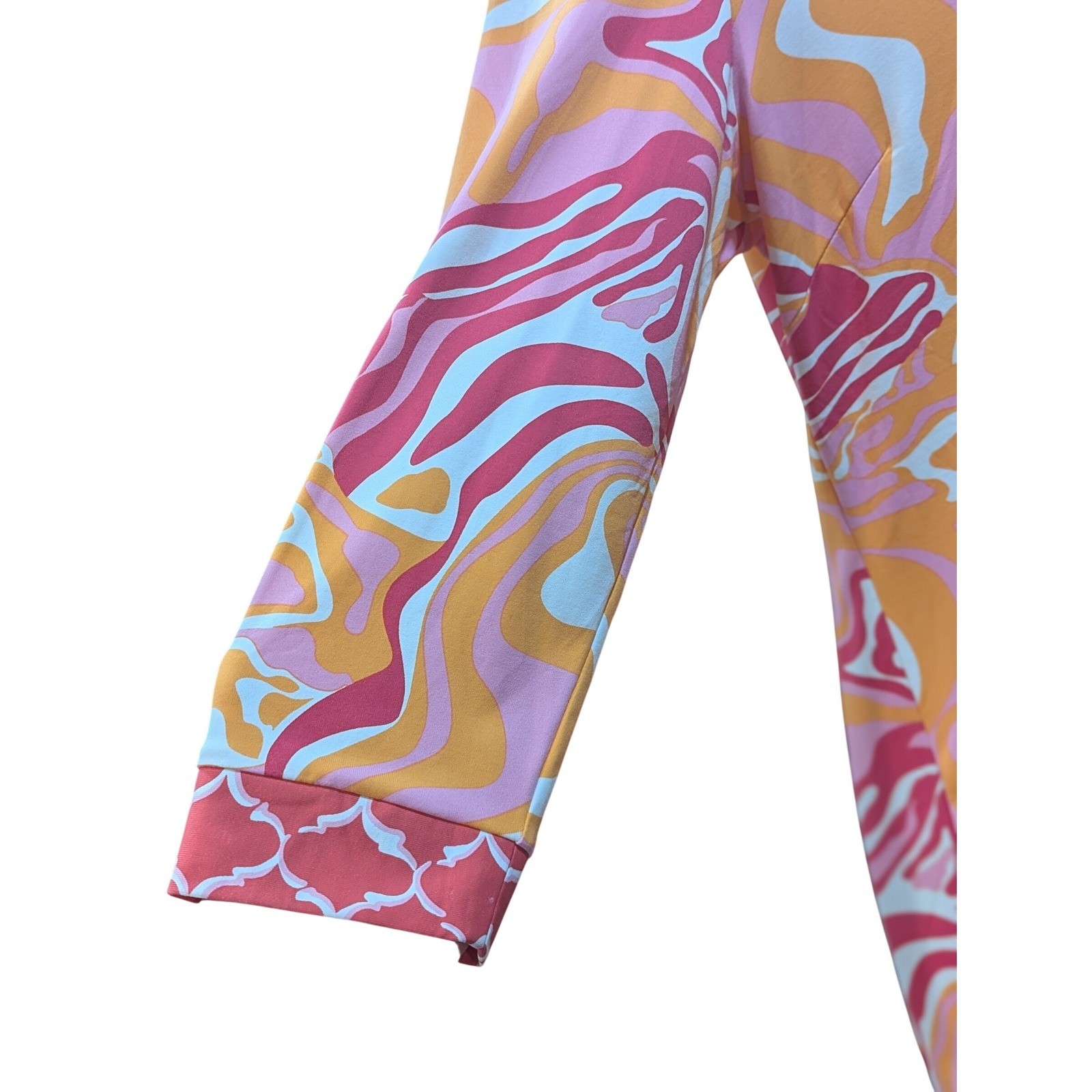 J.McLaughlin Scoop-Neck Tunic Dress Pink Orange Psychedelic Marble Print Large
