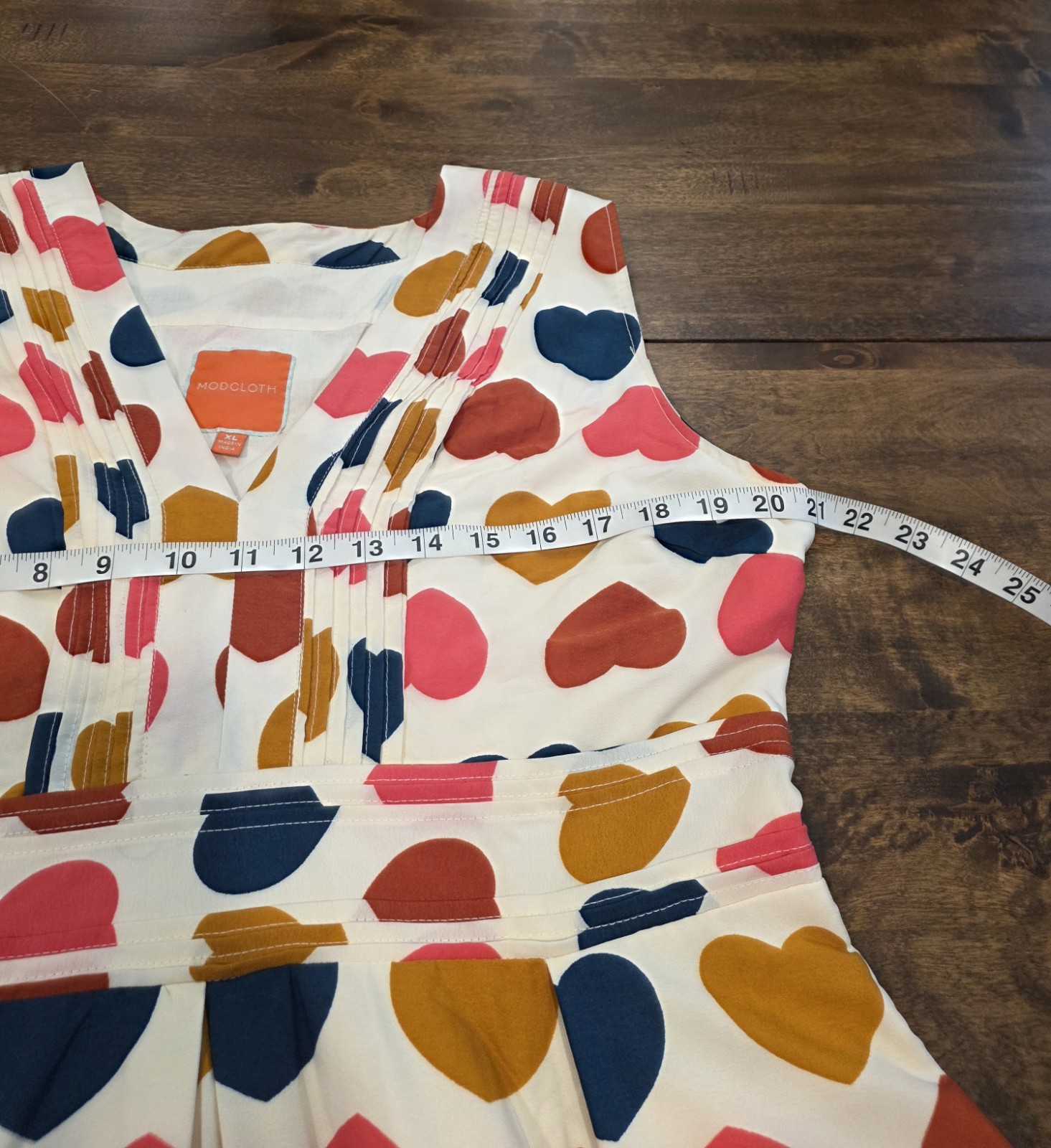 Modcloth Surely Sweet Heart Pattern Sleeveless Fit Flare Dress XL
