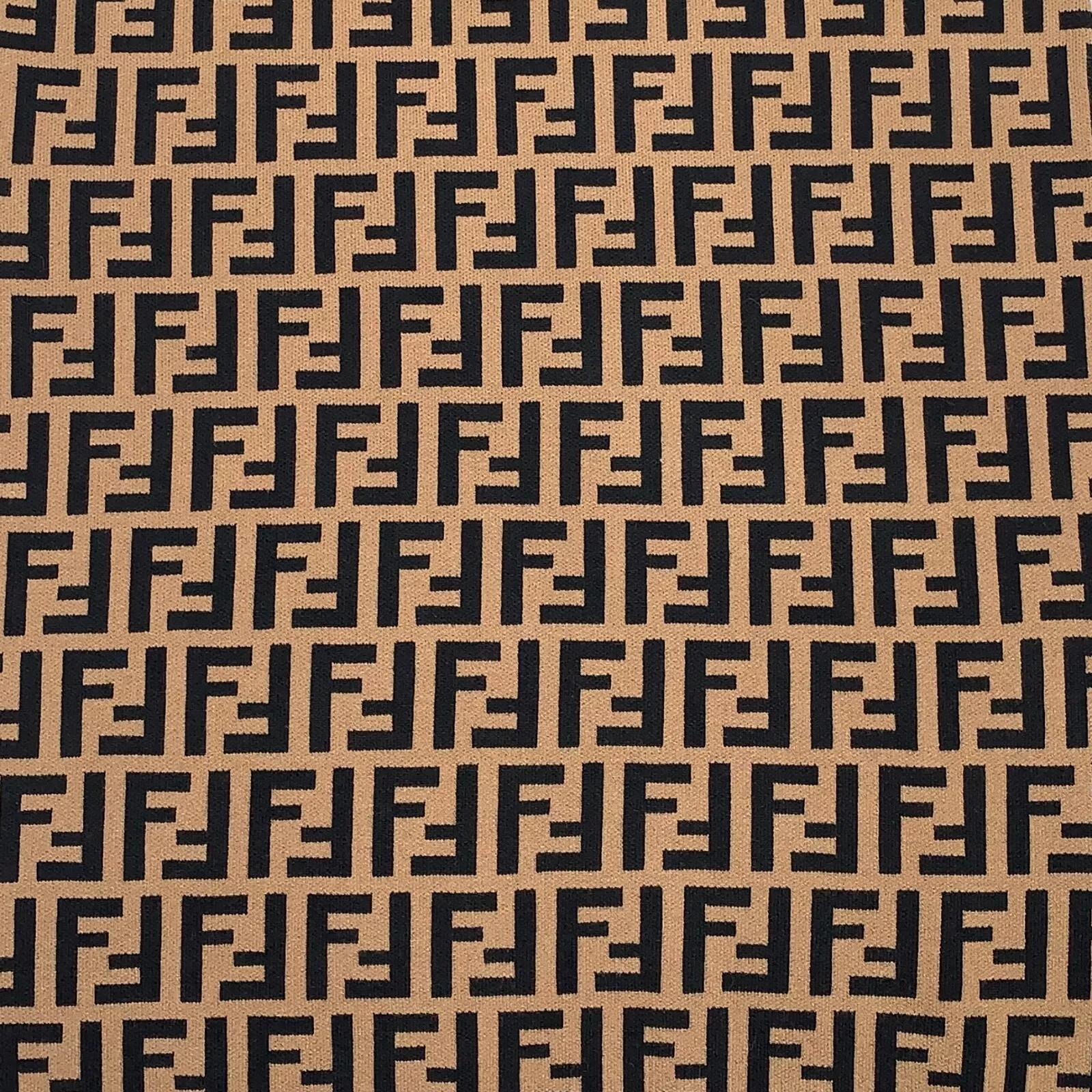 Fendi Zucca FF Monogram Logo Knitted Polo Stretched Dress Brown 38 (S) Size