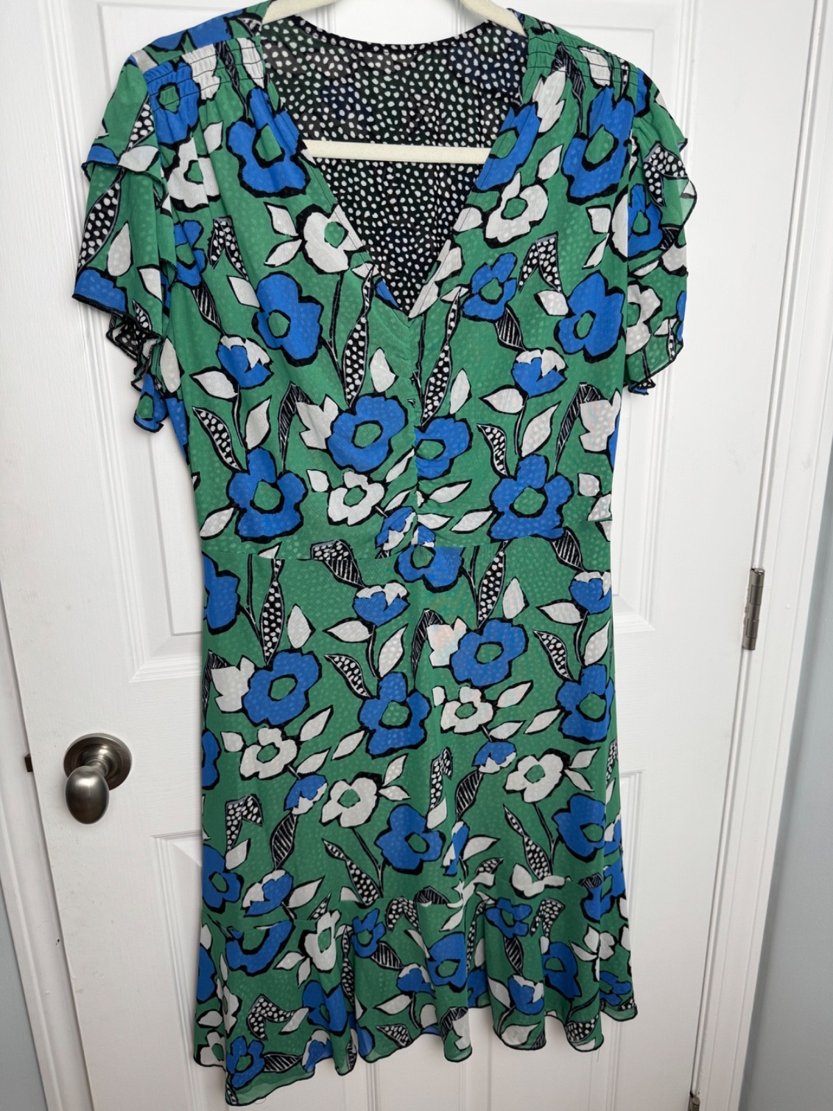 Cabi Celebrate Dress #6148 Green black reversible Size large Was $158
