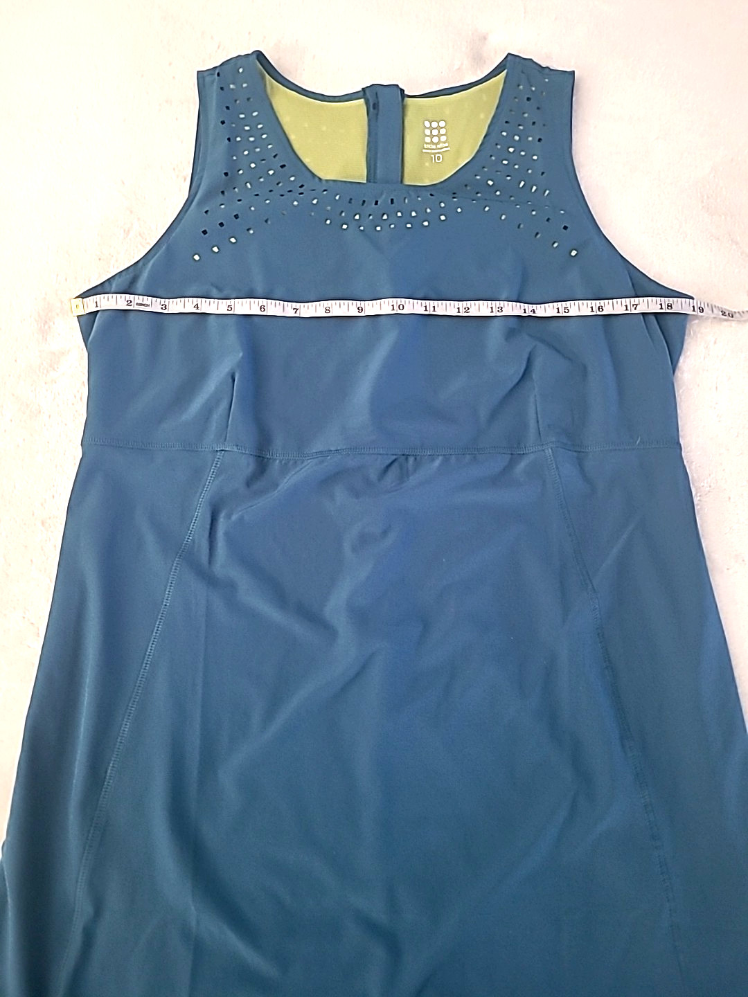 Title Nine Athletic Tank Dress US 10 Blue Stretch Travel Sporty Activewear Zip