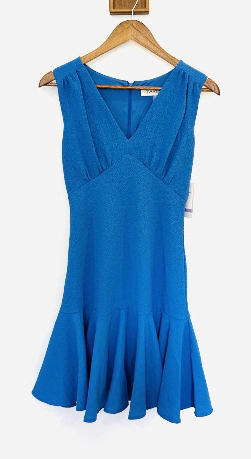 Taylor Dress 6 Party Wedding Nautical Blue Textured Ruffle-Hem Dress #156