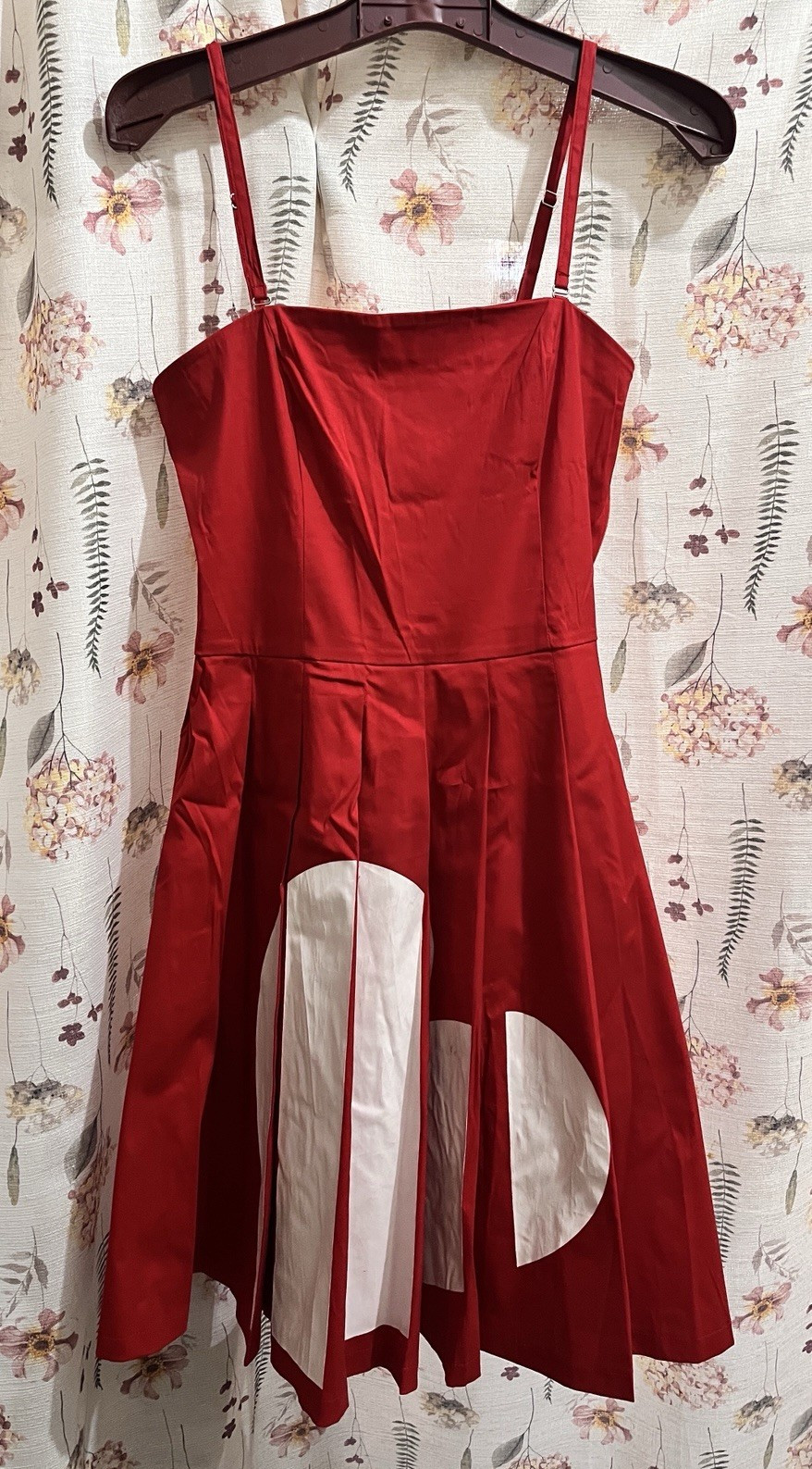 Love Moschino Red White Graphic Fit & Flare Dress Straight Zip Pleated 2