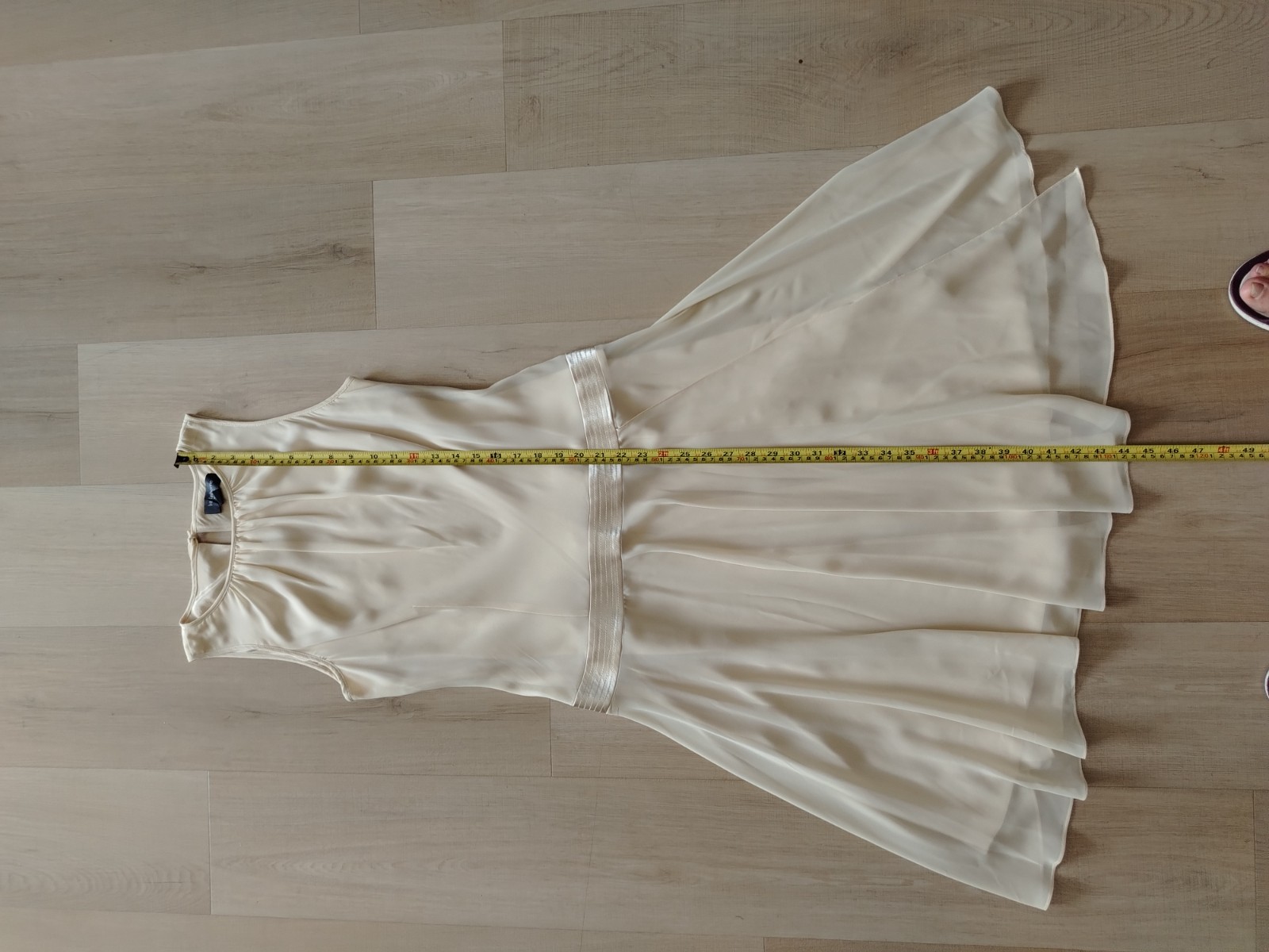 Liz Claiborne vtg 90s Flapper Dress size 10 Sleeveless Drop Waist Beige lined