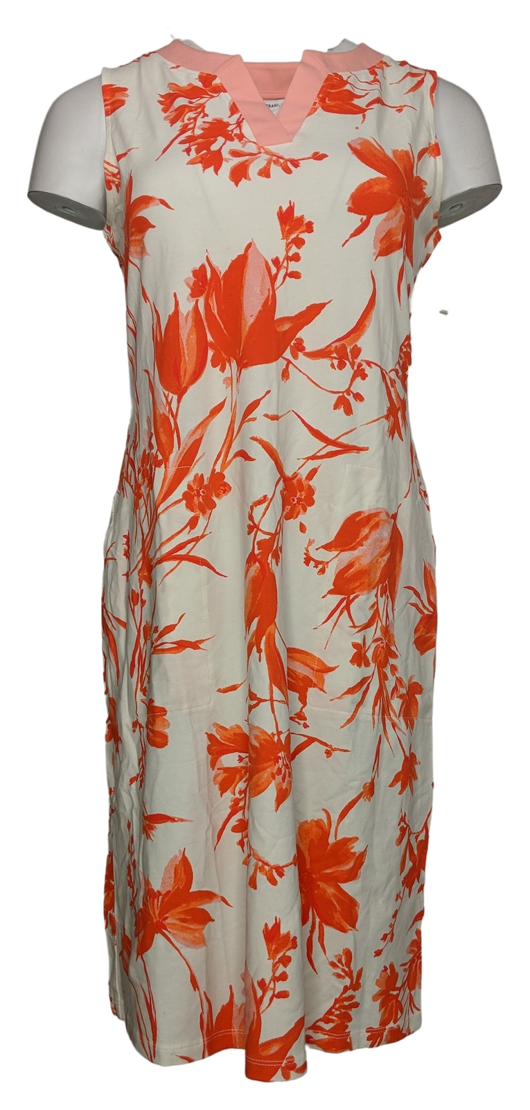 Isaac Mizrahi Live! Split Neck Dress Parchment S New