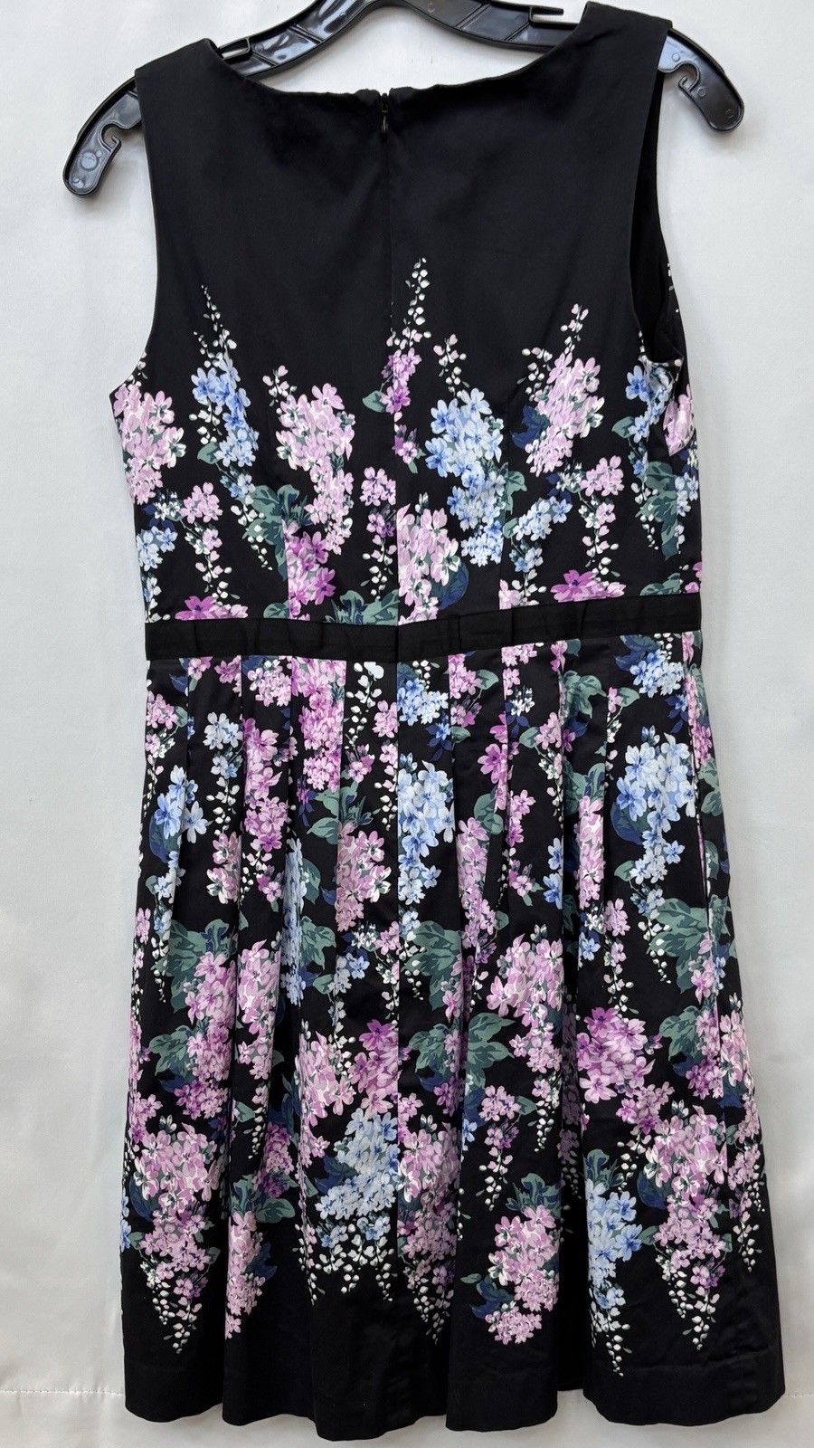 RSVP By Talbot’s Black Floral A-Line Sleeveless Dress 6 Petite Pleated Back Zip