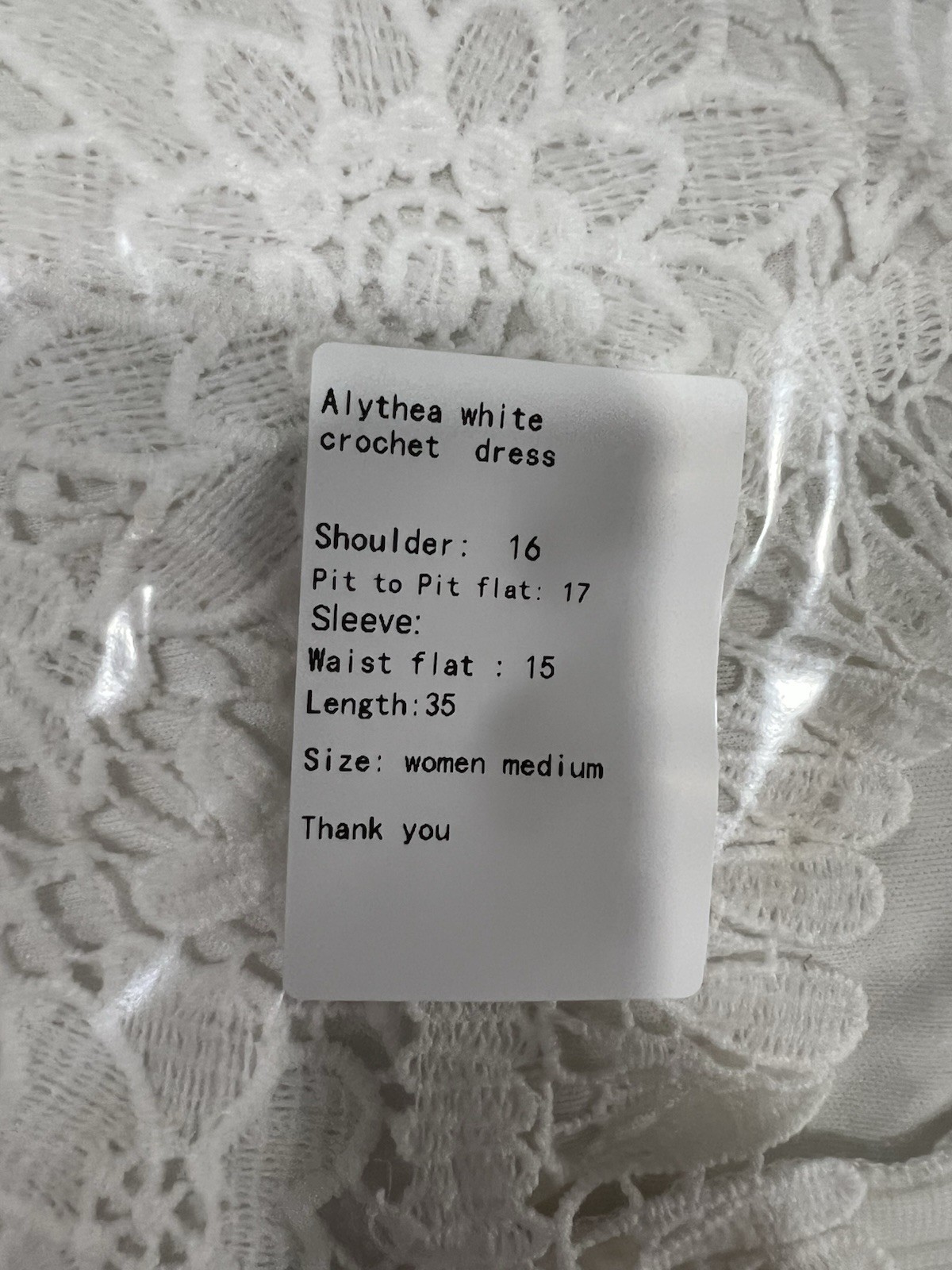 Alythea Dress Womens Medium Fairycore Crochet Blouson Bride After Party White