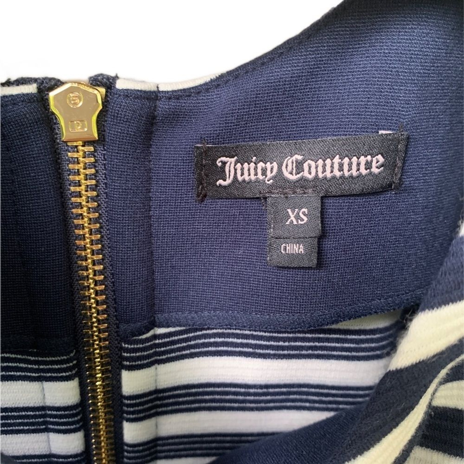 Juicy Couture Avery Stripe Ponte Bodycon Mini Dress XS Coastal Nautical Preppy