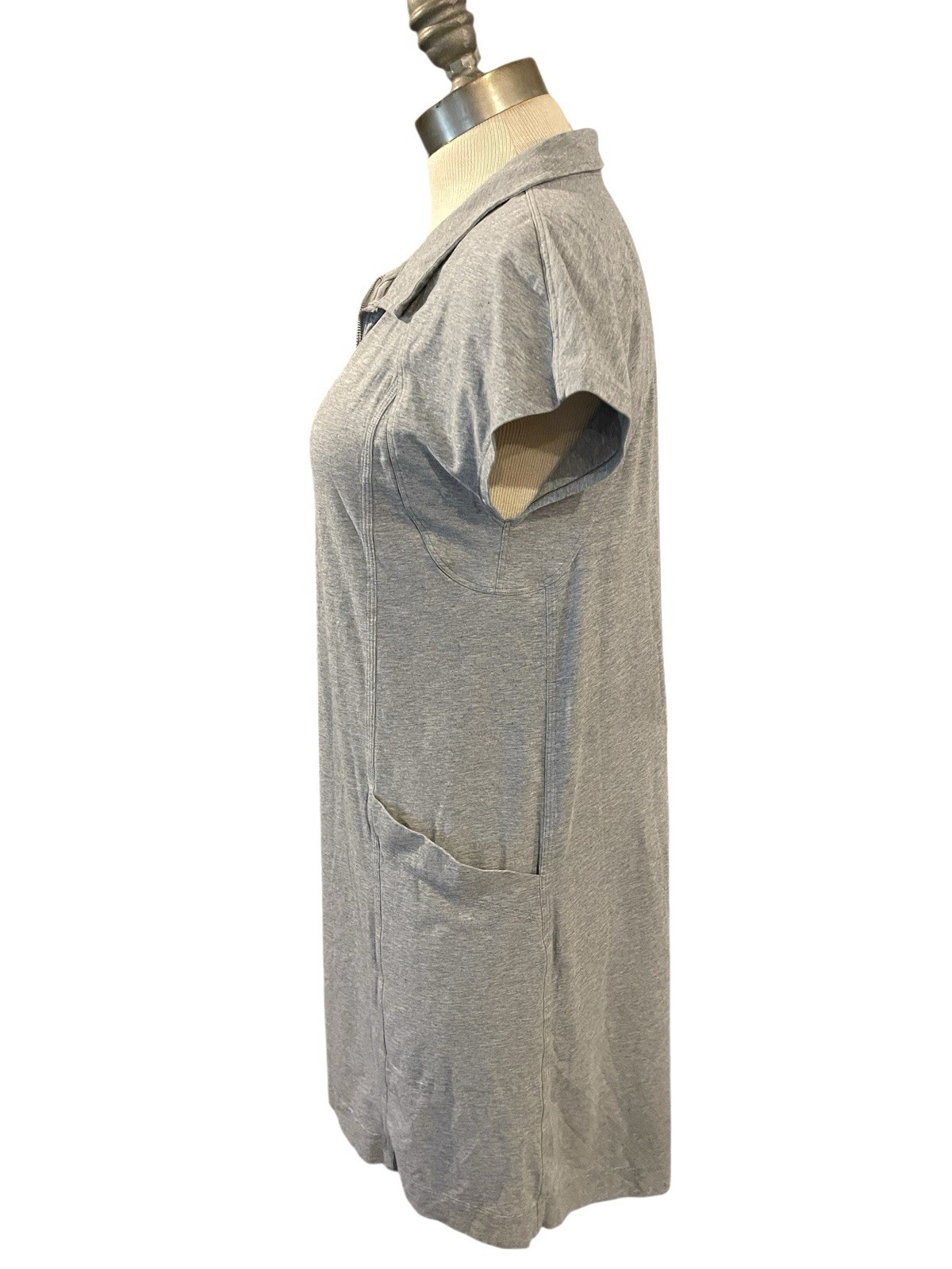 LULULEMON Womens 10 Players Pro-Form Polo Grey Pima Cotton Stretch T-Shirt Dress