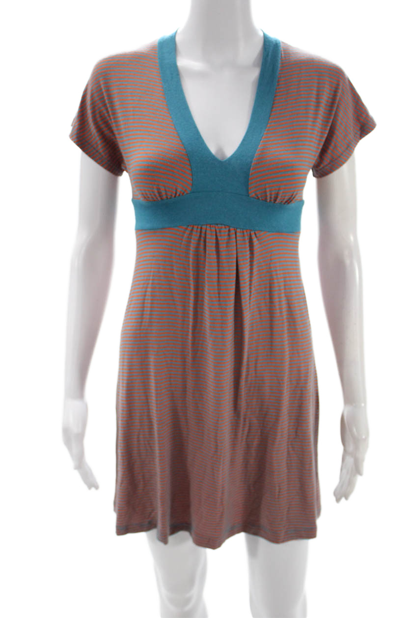 Ella Moss Women Trapeze Swing Dress Multicolor Striped V-Neck Size XS