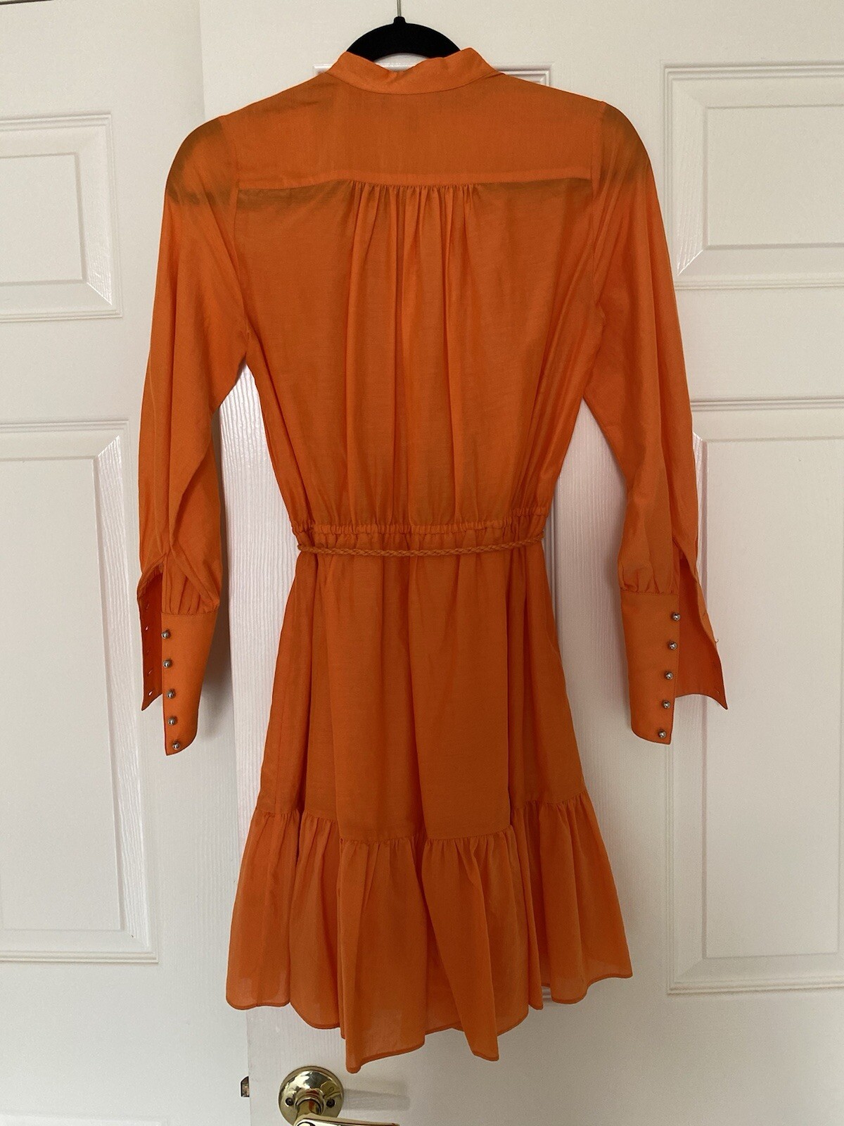 Robert Rodriguez orange cotton/silk short dress with buttons perfect con Size 2