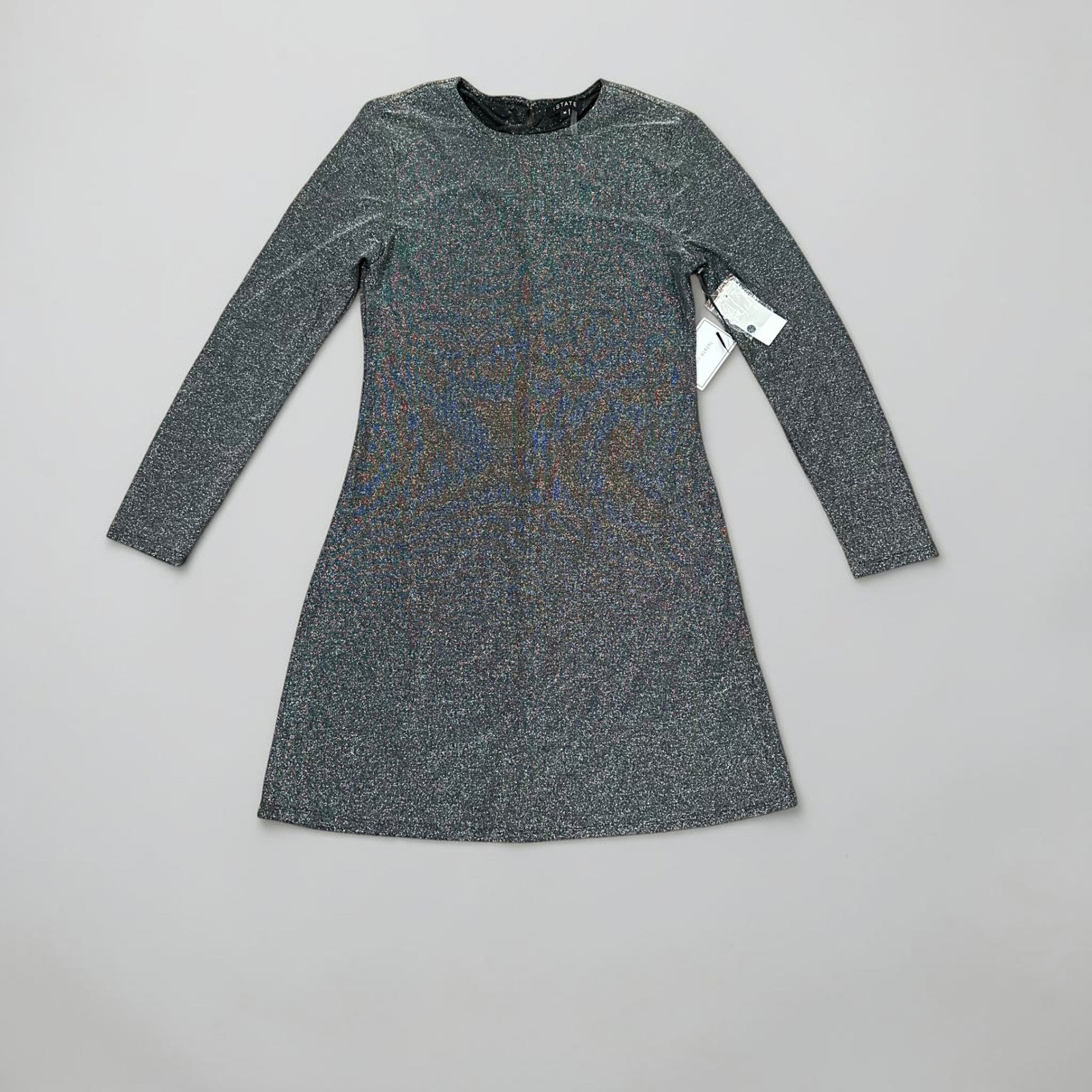 1.STATE Womens Sugarcoated Metallic Long Sleeve Mini Dress Rich Black M 8154750