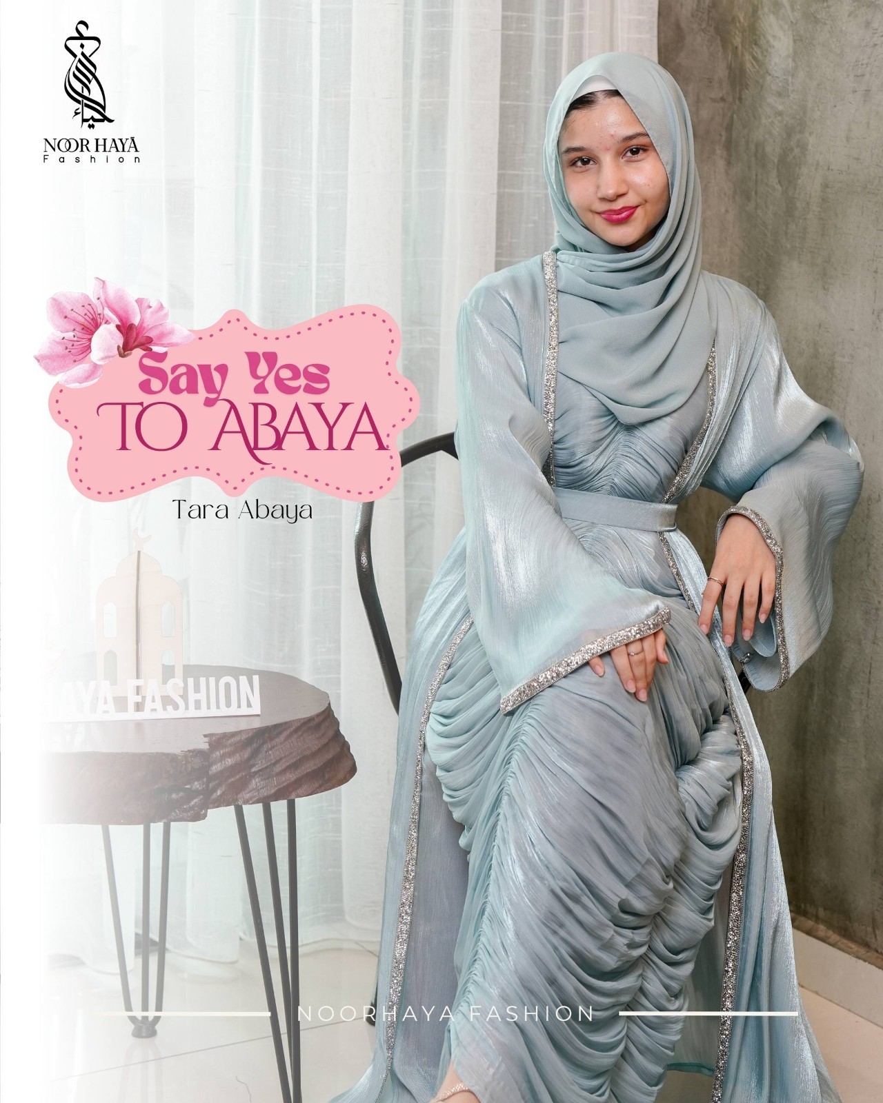 Tara Abaya | Made in UAE | Free Matching Shawl | Open Cardigan Ruched Dress