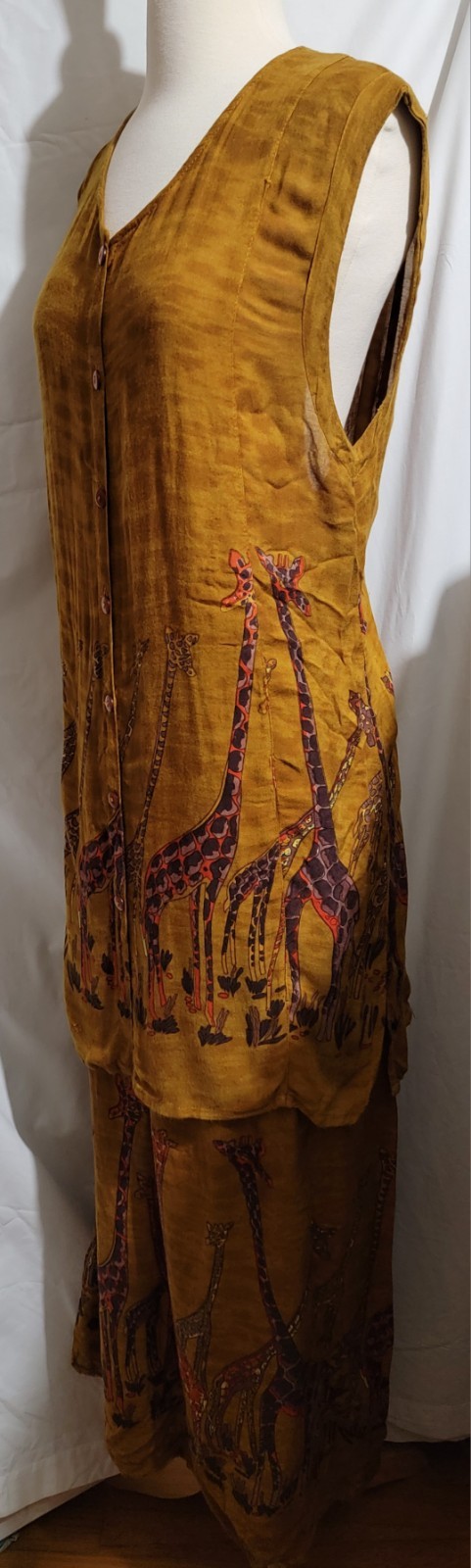 BLACK MAGIC BOHO STYLE 2 PC WOMEN XL TOP /MATCHING SKIRT/BROWN & PRETTY GIRAFFES