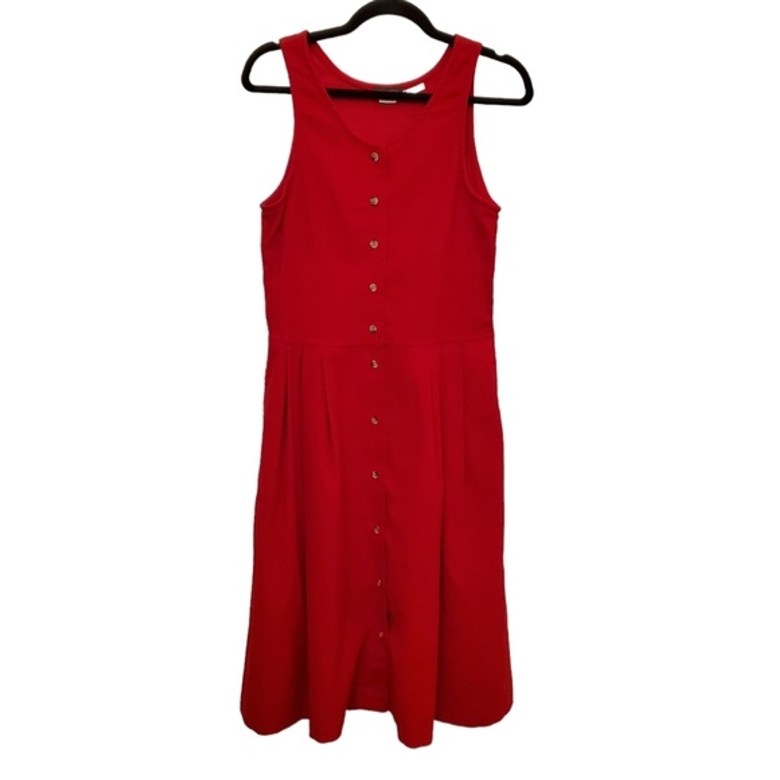 Willowbend Size 6 Cotton Blend Vintage Sleeveless Corduroy Red Button down dress