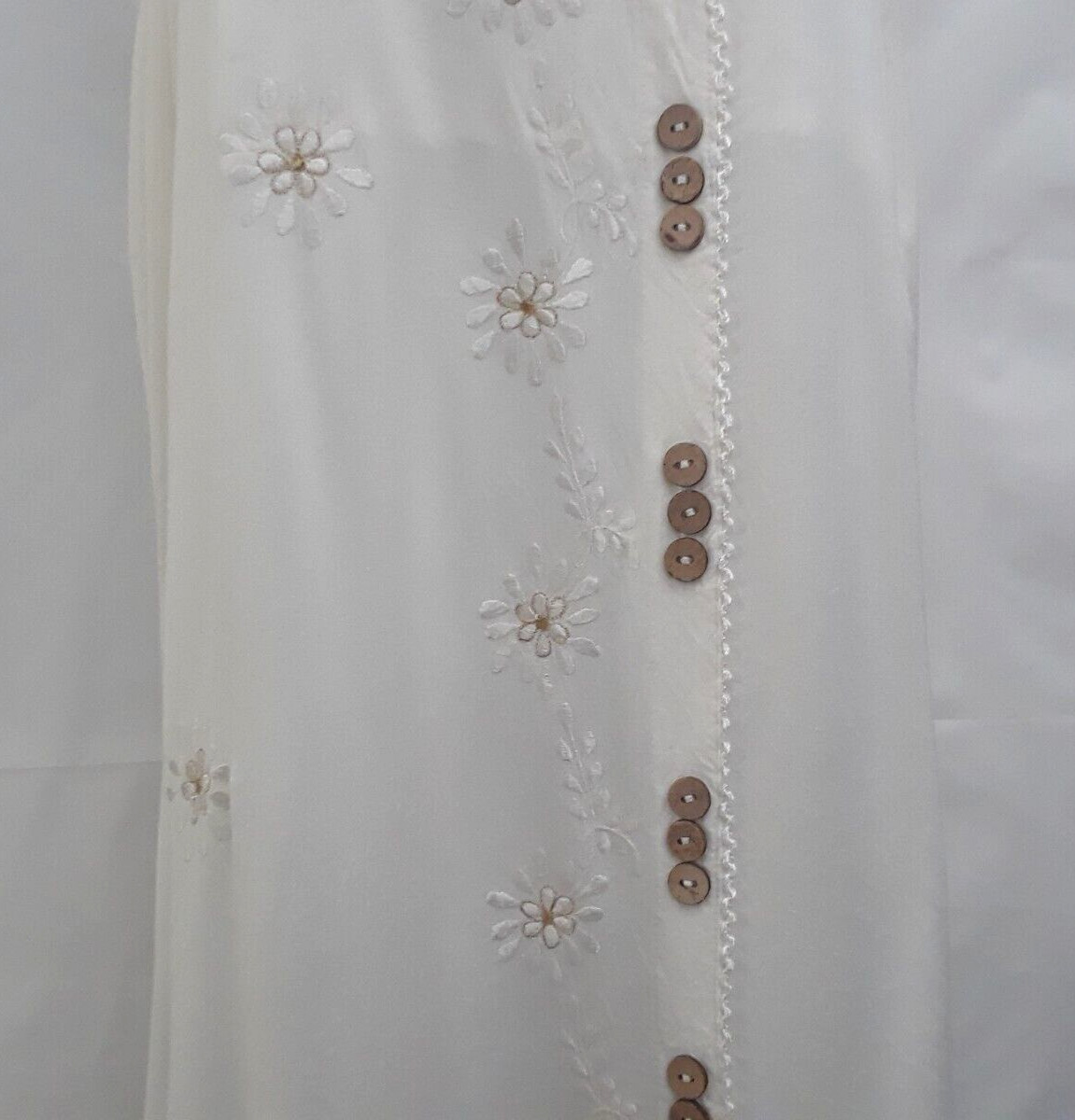 Raya Sun Women White Strap Pullover Button Lace Trim Tie Back Size M India
