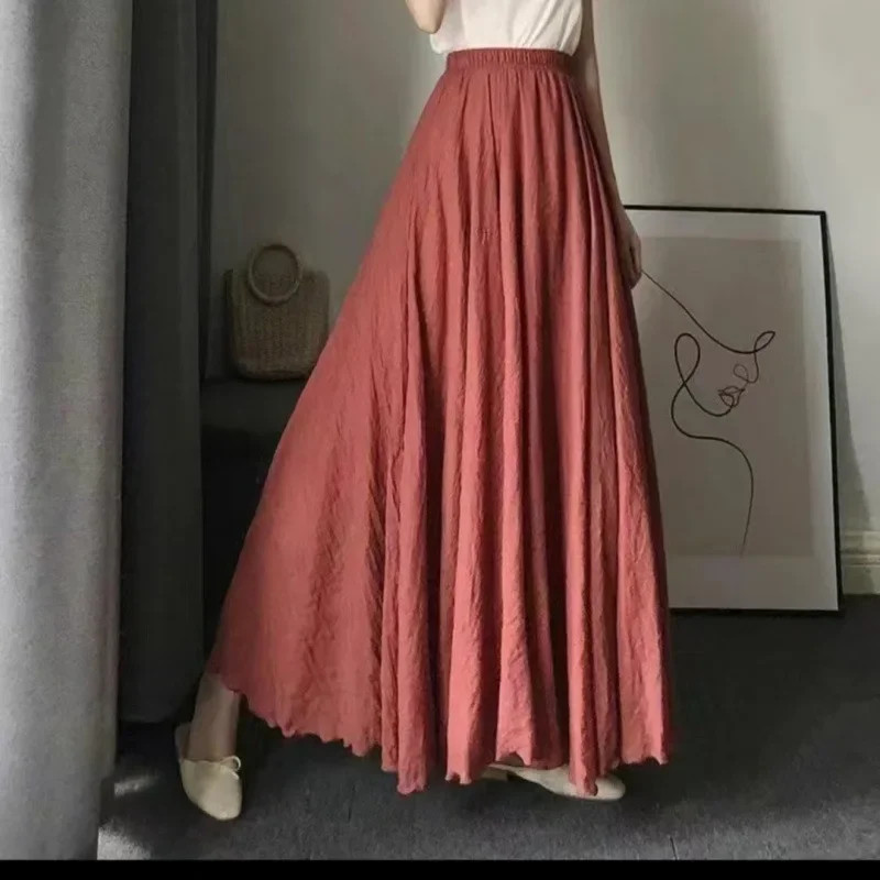 33 Colors Double Layer Cotton Liner Half Skirt Elastic Waist Spring Summer Autum