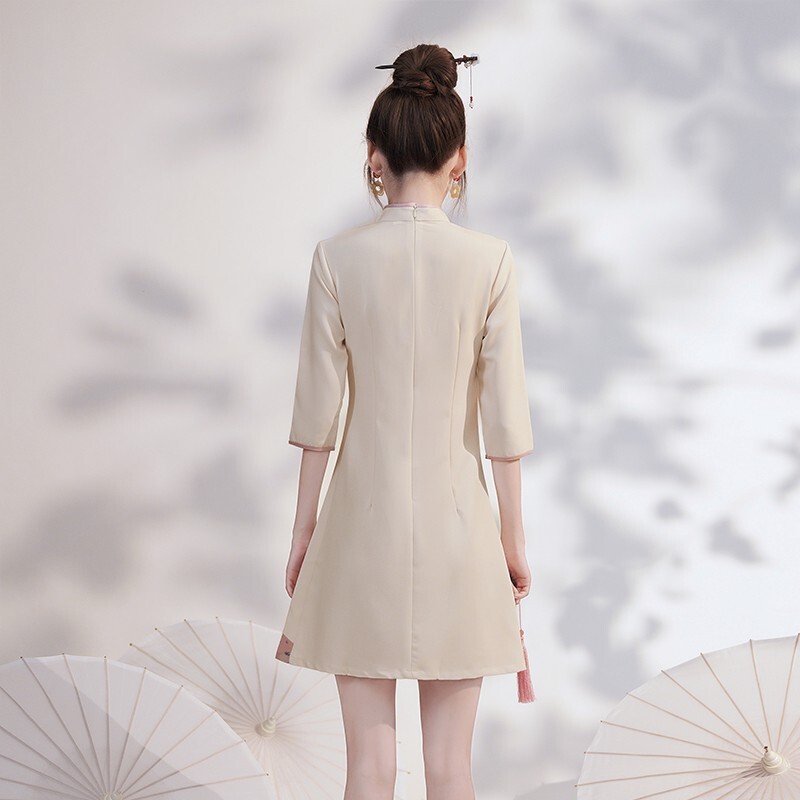 Oriental Chinese Style Female Cheongsam Split Dress Printed Women Improved Qipao