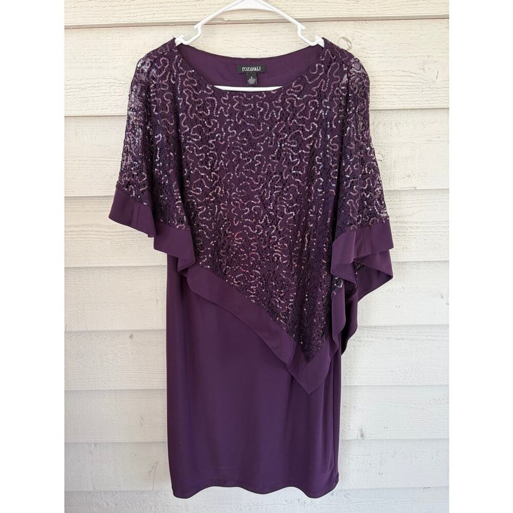 Roz & Ali Purple Sequined Midi Dress