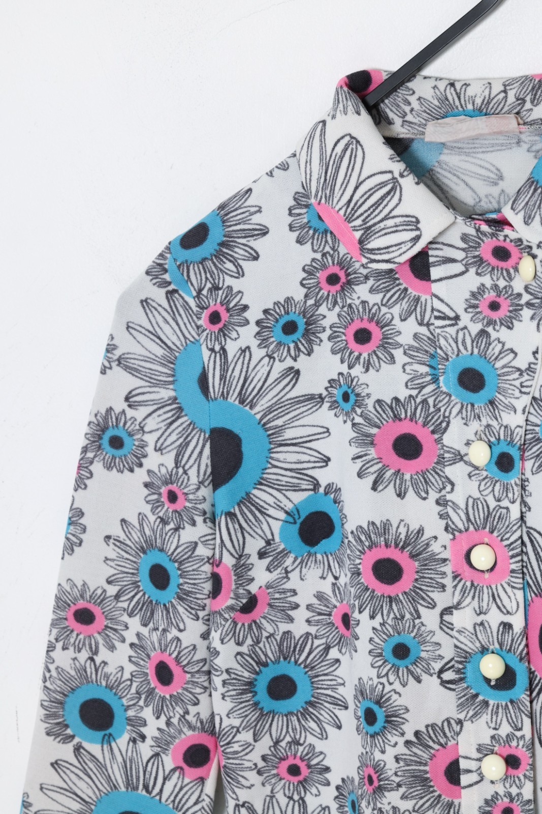 1970s, Finnish Printed Leisure Shift Dress, Psychedelic Daisy Motif