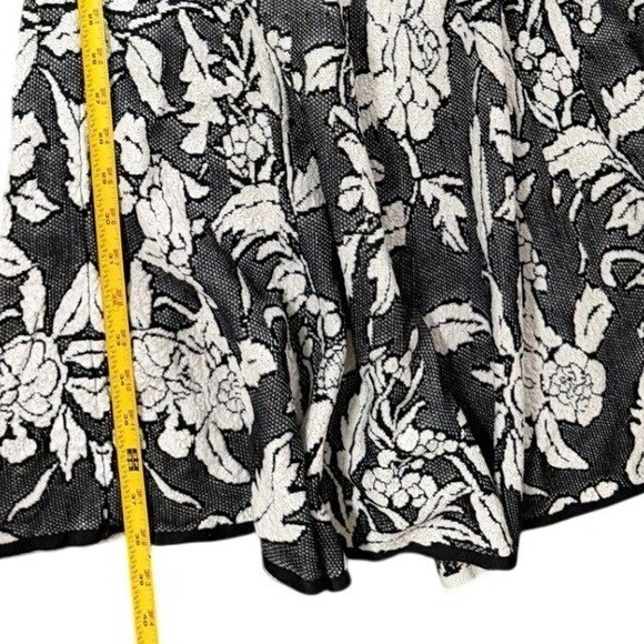 Peruvian Connection Medium Black White Floral Pima Cotton Jacquard Knit Dress M