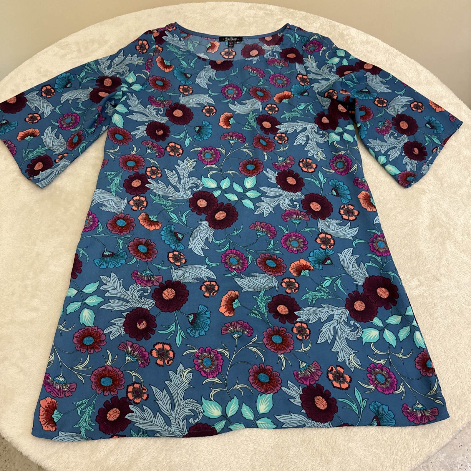NEW Be Bop Women’s Blue Floral SHIFT DRESS Size Large NEW
