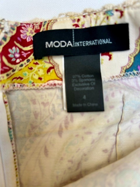 Vintage Moda International Strapless Boho Sundress Yellow Paisley Size 4