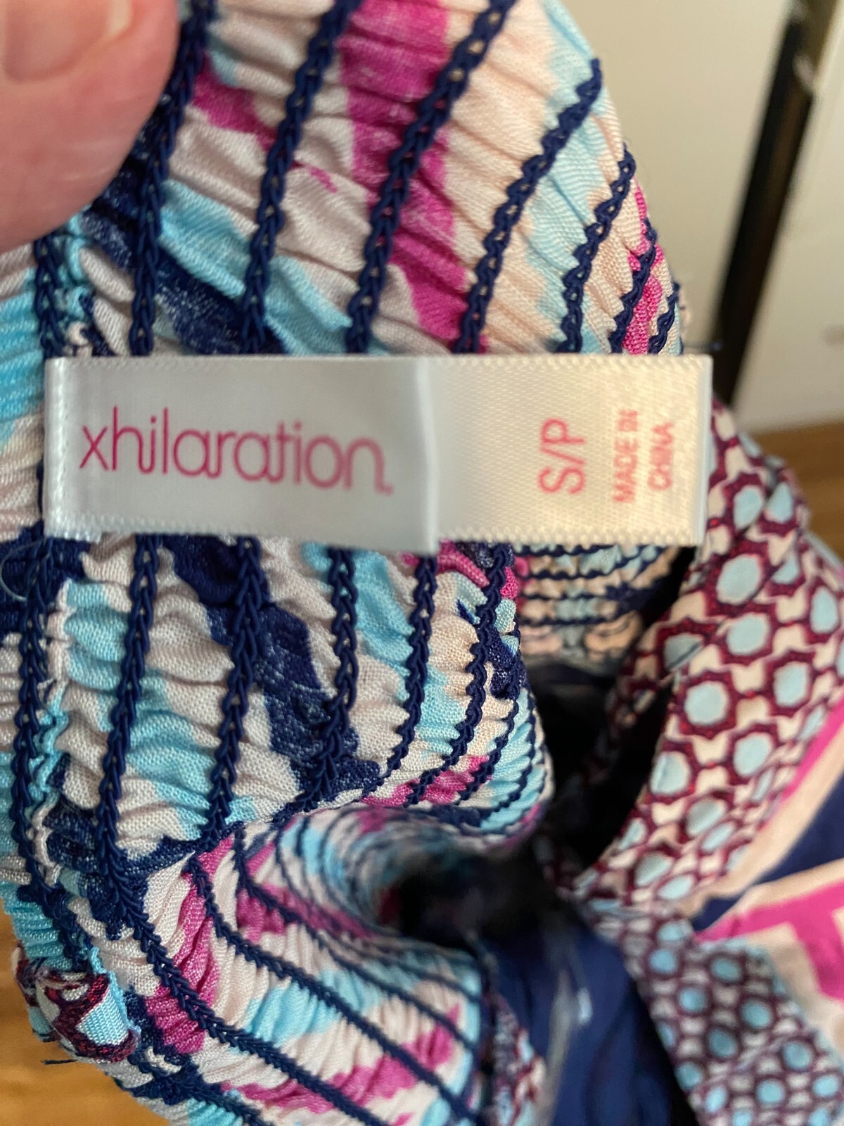 High-Low Asymmetrical Dress Xhilaration Junior Girls Size XS Blue Pink Geometric