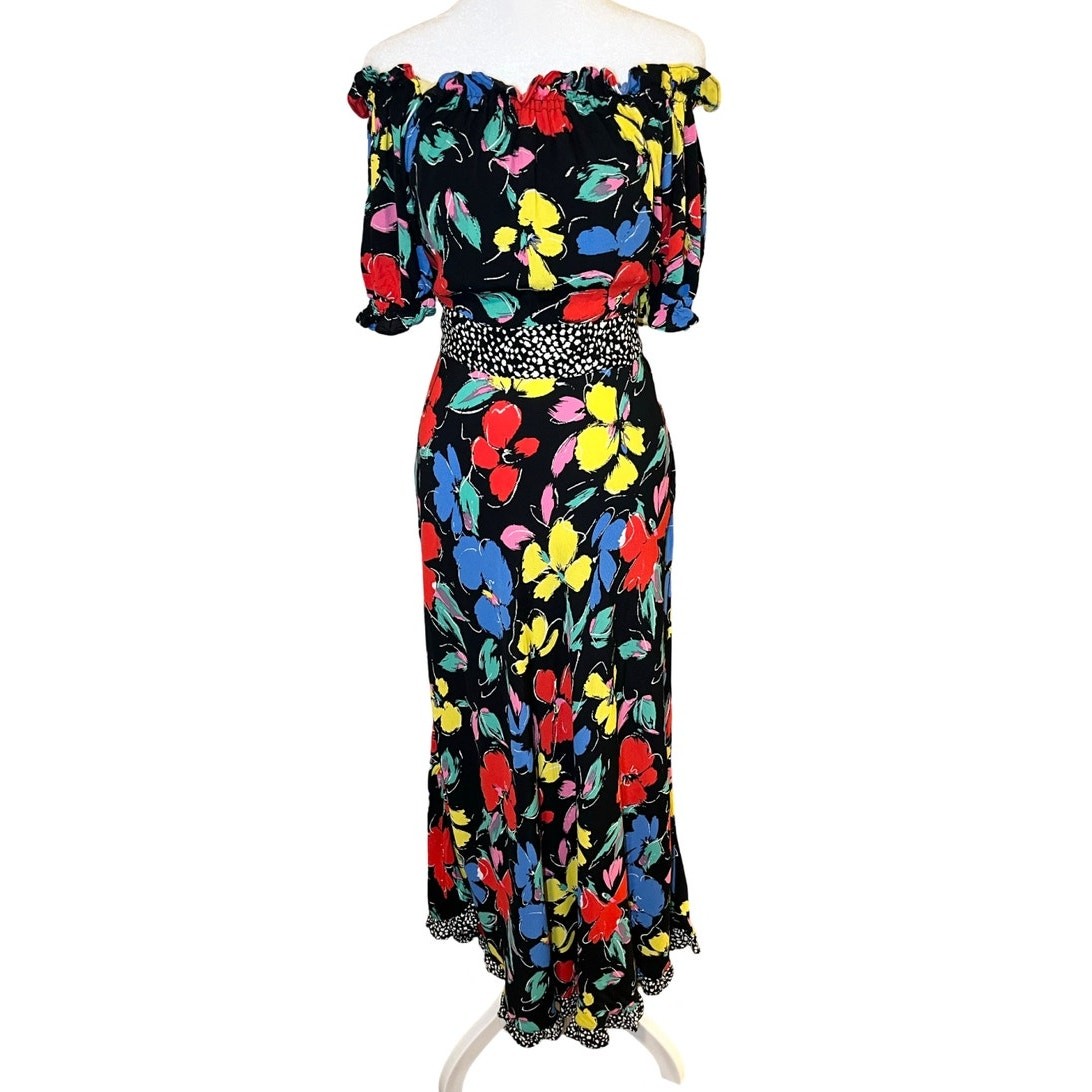 RIXO X Target Colorful Floral Maxi Flowing Tie Dress Women’s Size 8