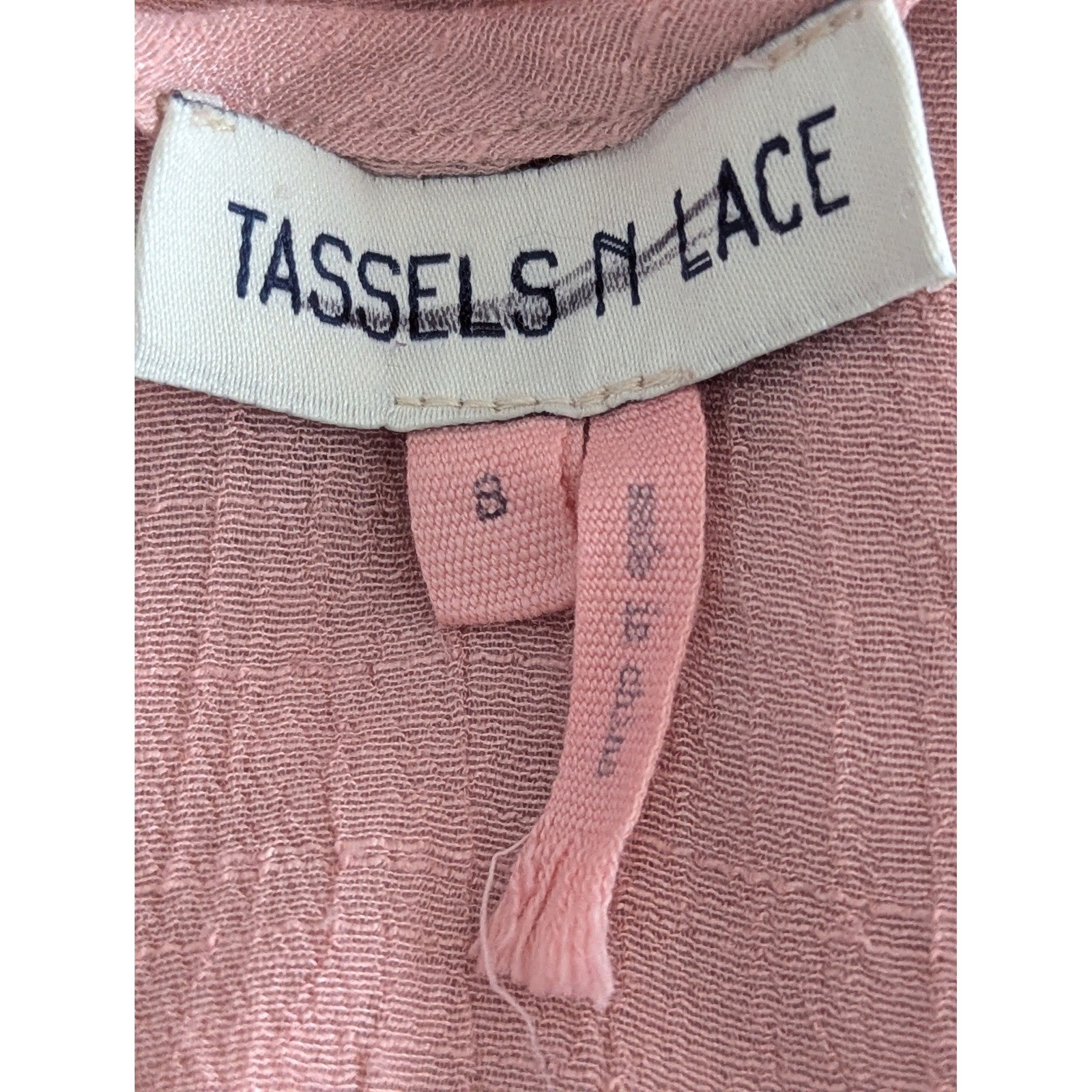 Tassels N Lace Pink Embroidered Bell Sleeve Babydoll Mini Boho Dress Small