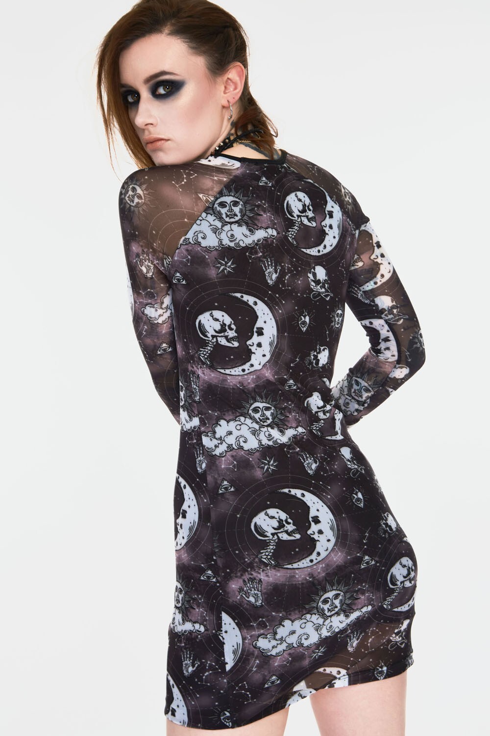 JAWBREAKER MOONSTONE MINI DRESS LONG SLEEVE XS S M L XL XXL BLACK MOON SKULL