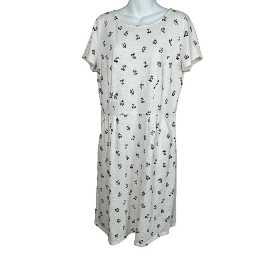 Boden Dress Size 10RBallerina Shoe Print Cotton Pockets Novelty Fit Flare