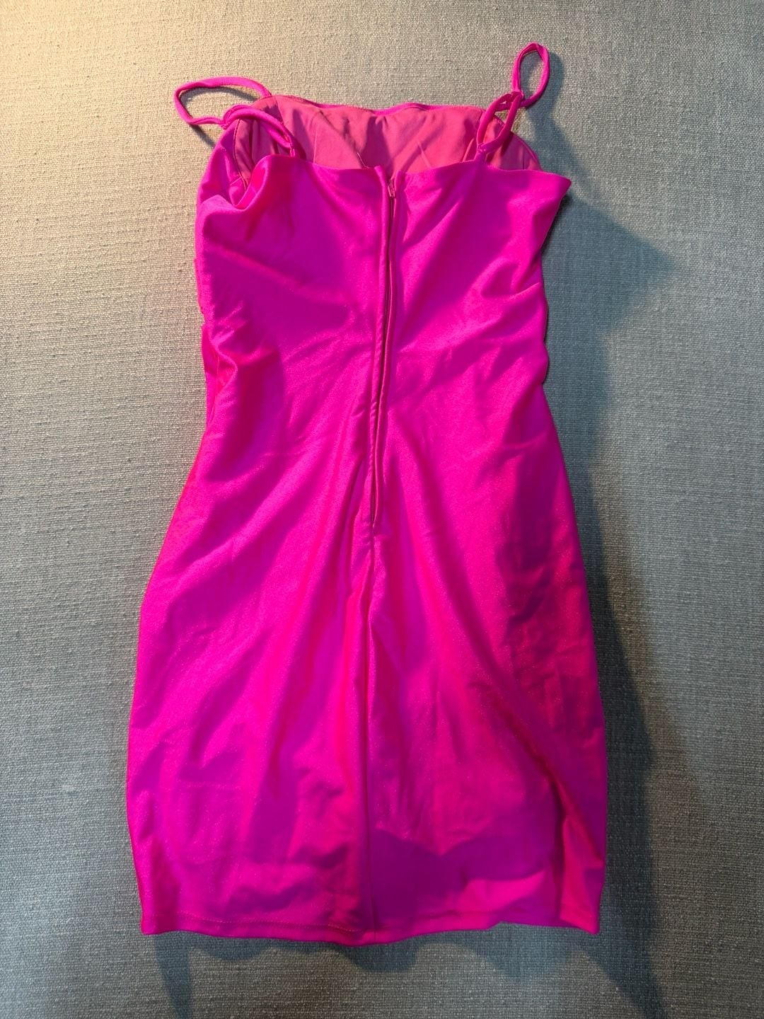 Midnight Doll Hot Pink Ruched Spaghetti Strap Bodycon Mini Dress