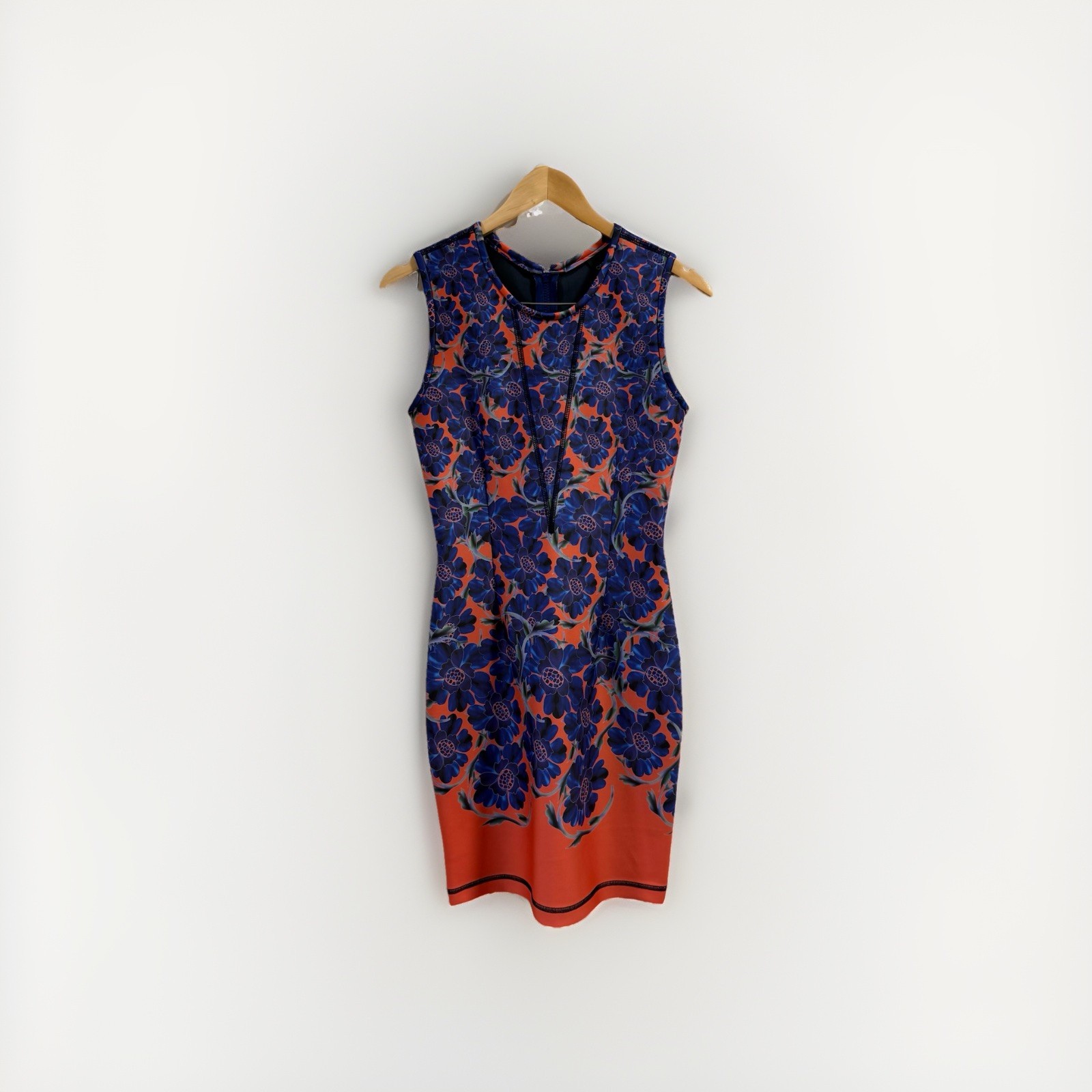 Cynthia Rowley Purple Bonded Floral Print Shift Dress Sz 10 Neoprene Scuba