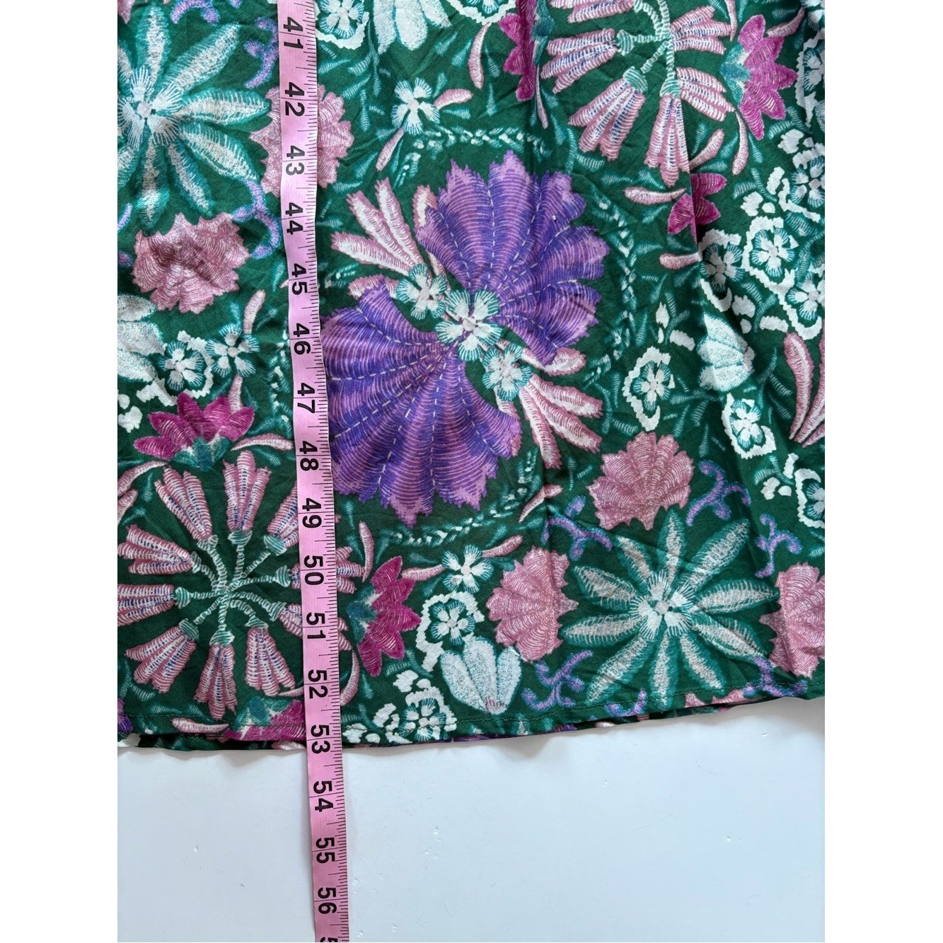 Olivaceous || Floral Maxi Dress Cotton Ladder Stitch Tie Green Purple M NWT