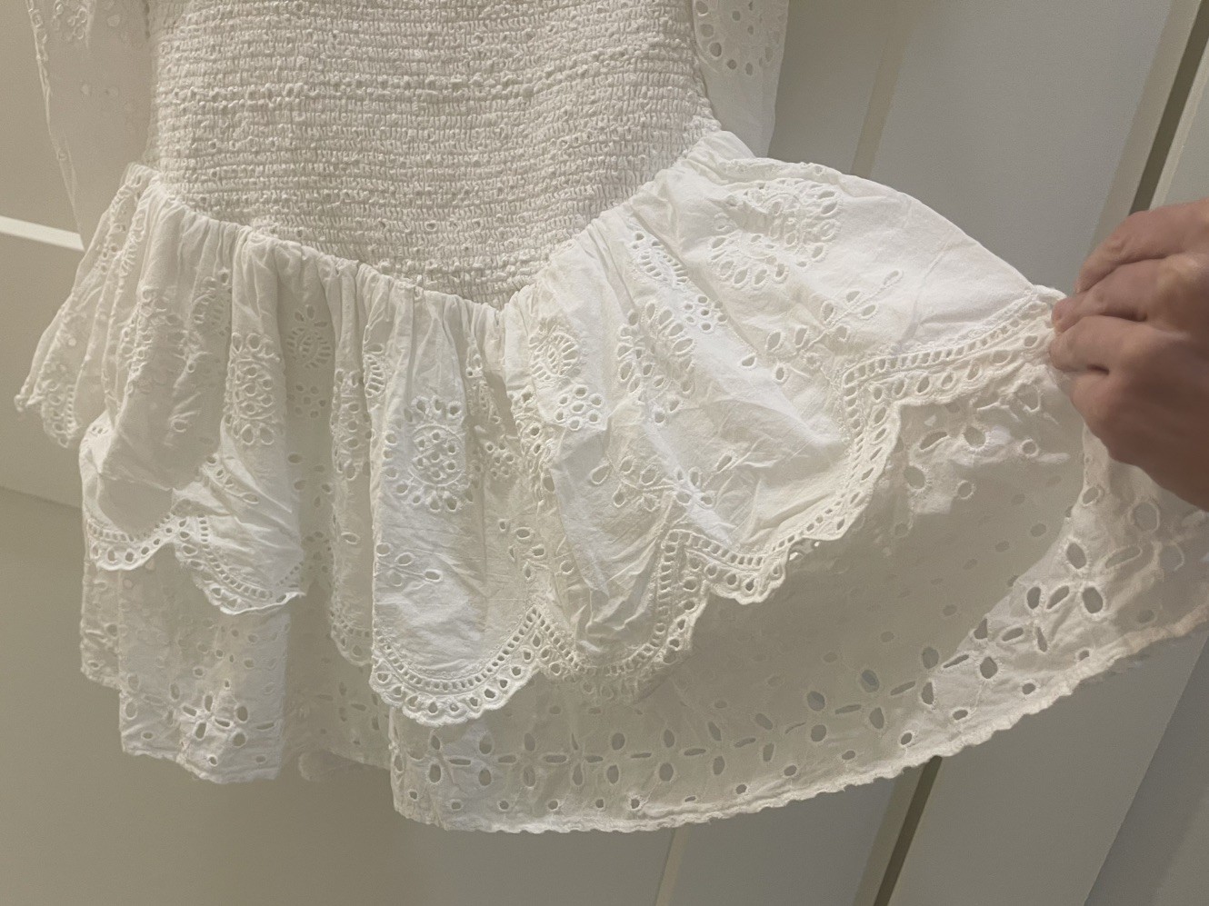 LoveShackFancy Jayce Broderie Anglaise Mini Dress Antique White Small $485