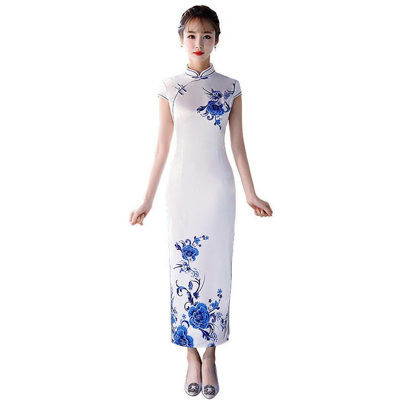 Long Cheongsam Fashion Improved Chinese Style Dress Slim Daily Cheongsam