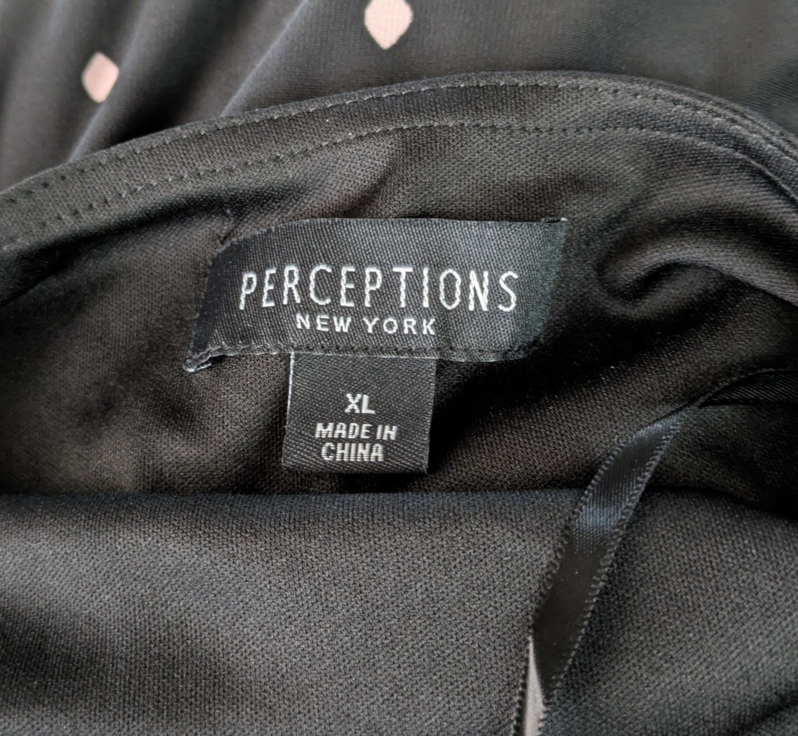 Perceptions New York Dress Womens XL Black and Pink Long Sleeve Stretch Swirl