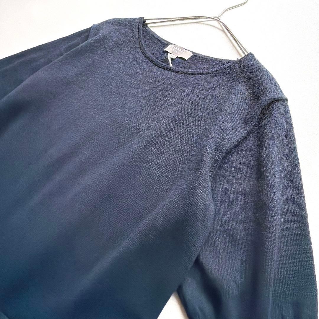 Tag Attached Margaret Howell Linen Cotton Navy Knit Docking Dress Short Sleeve