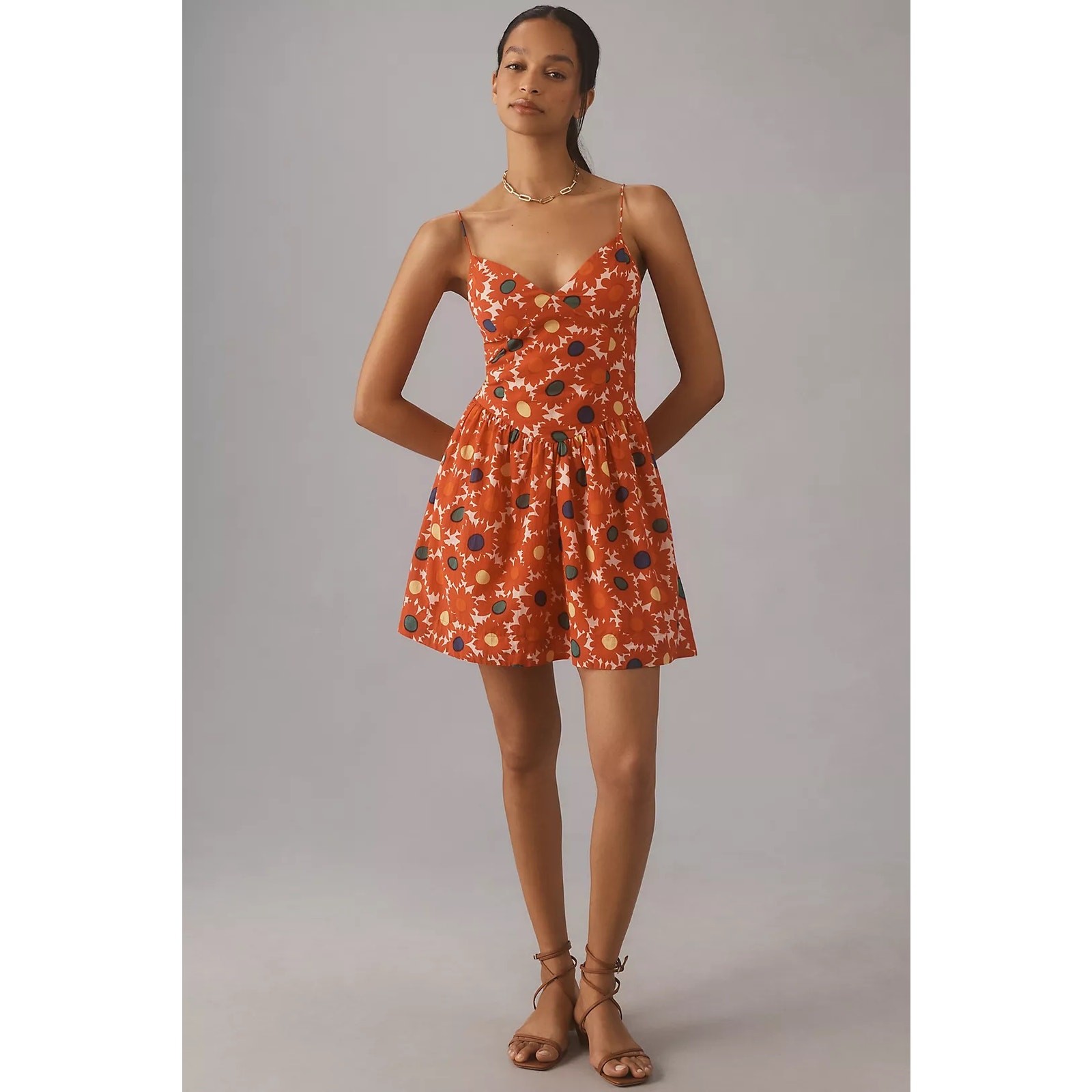 RHODE Rhonda Red Floral Mini Dress Organic Cotton NWT Size 8