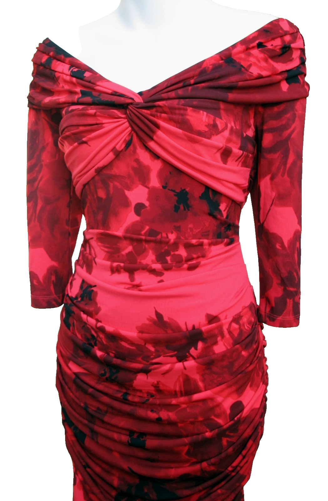 Muse BOSTON PROPER Size 6 Off the Shoulder Floral Print Cocktail Party Dress Red