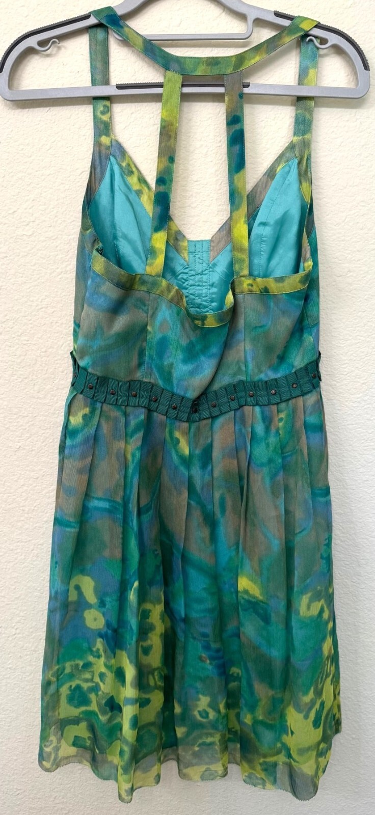 Plenty Frock by Tracy Reese Abstract Print Silk Swing Dress Green Multi Size 6