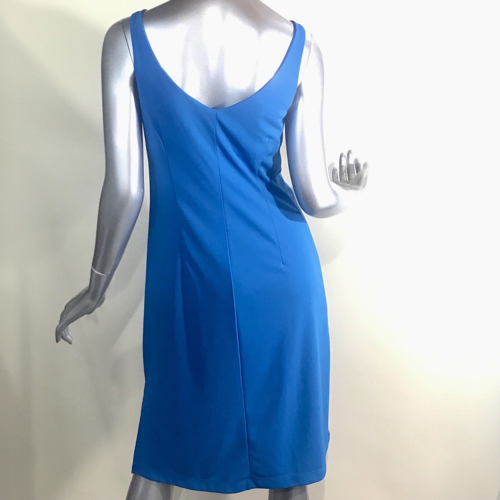 Express Women’s 7/8 Small Medium Draped Neck Sleeveless Midi Dress Blue