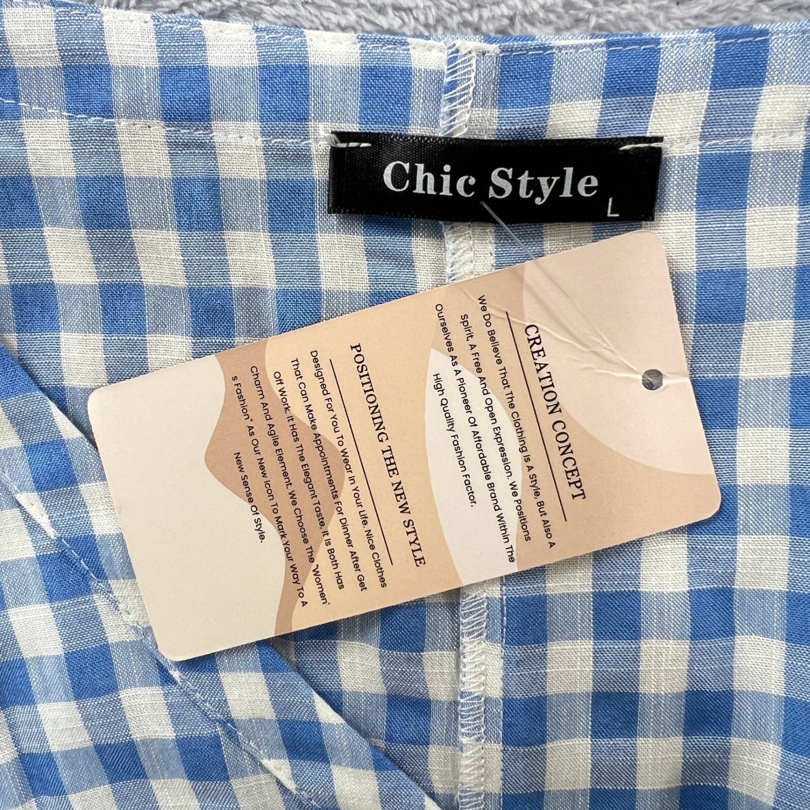 Chic Style Blue Gingham Tiered V-Neck Dorothy Midi Dress Size Large Cottagecore