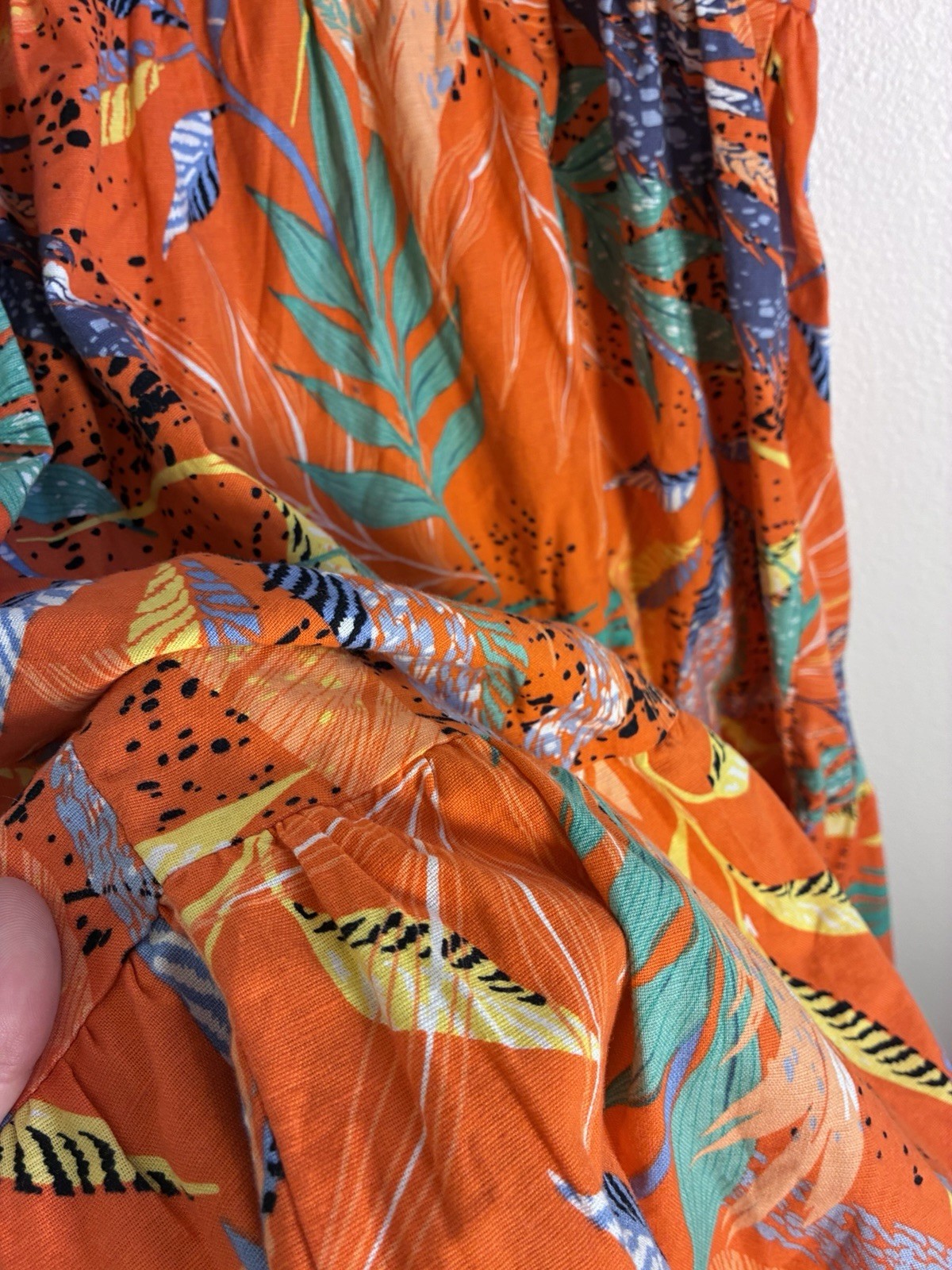 Beach Lunch Lounge Orange Sleeveless Dress Tropical Beach Summer Linen Cotton M