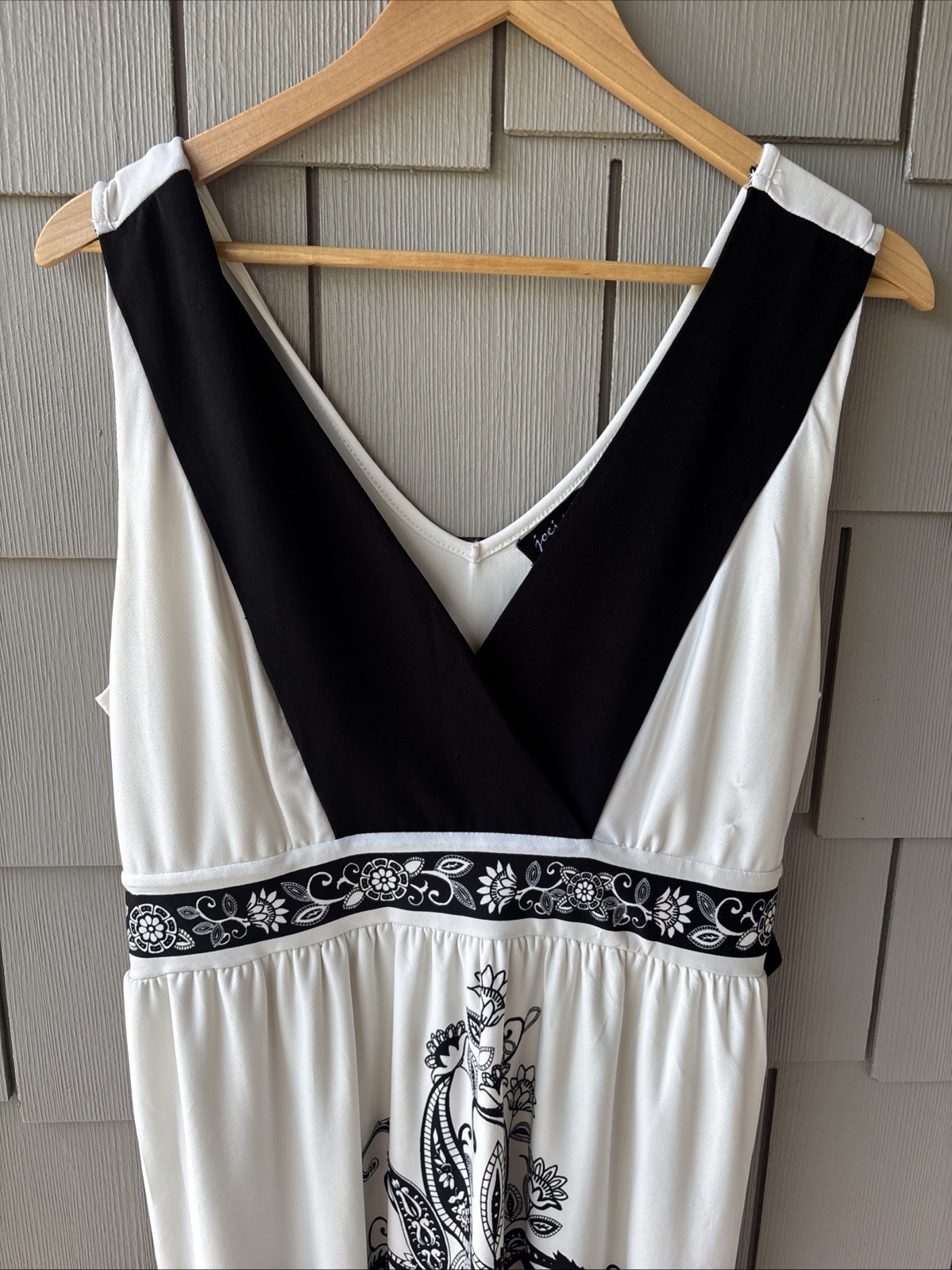 Joei & I Empire Waist Sleveless Graphic Print Lined Dress Tie Back Size XL