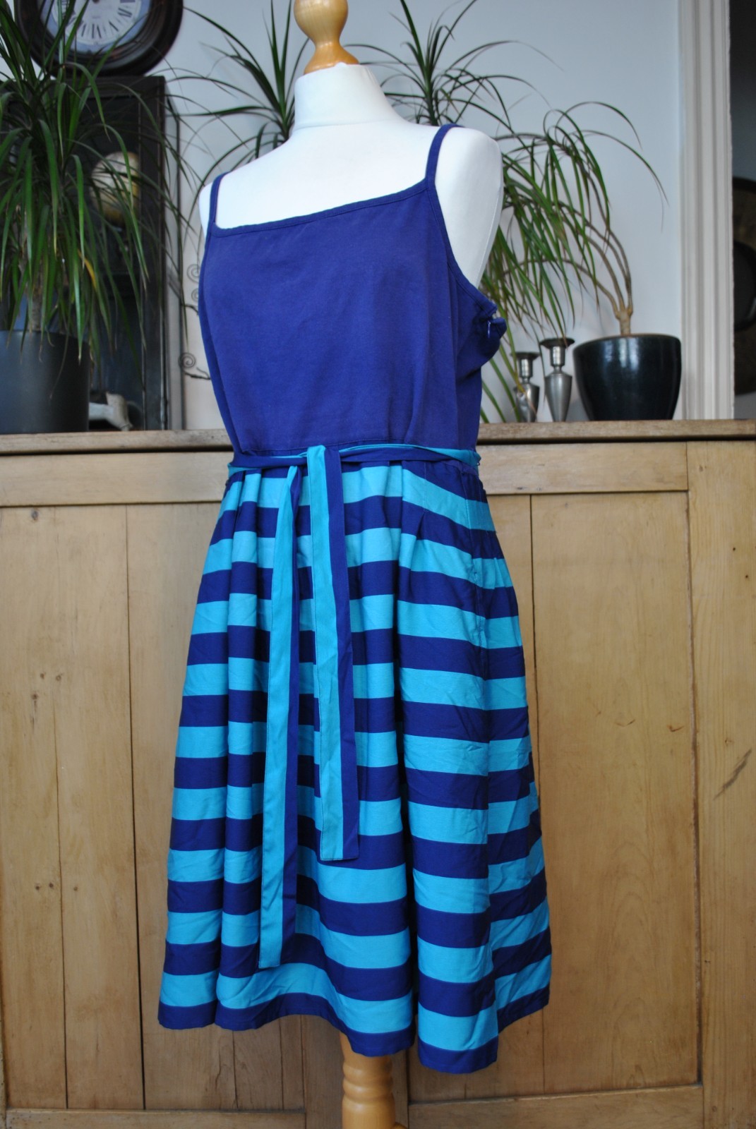 Tommy Hilfiger Navy Teal Striped Cami Summer Dress Size XL